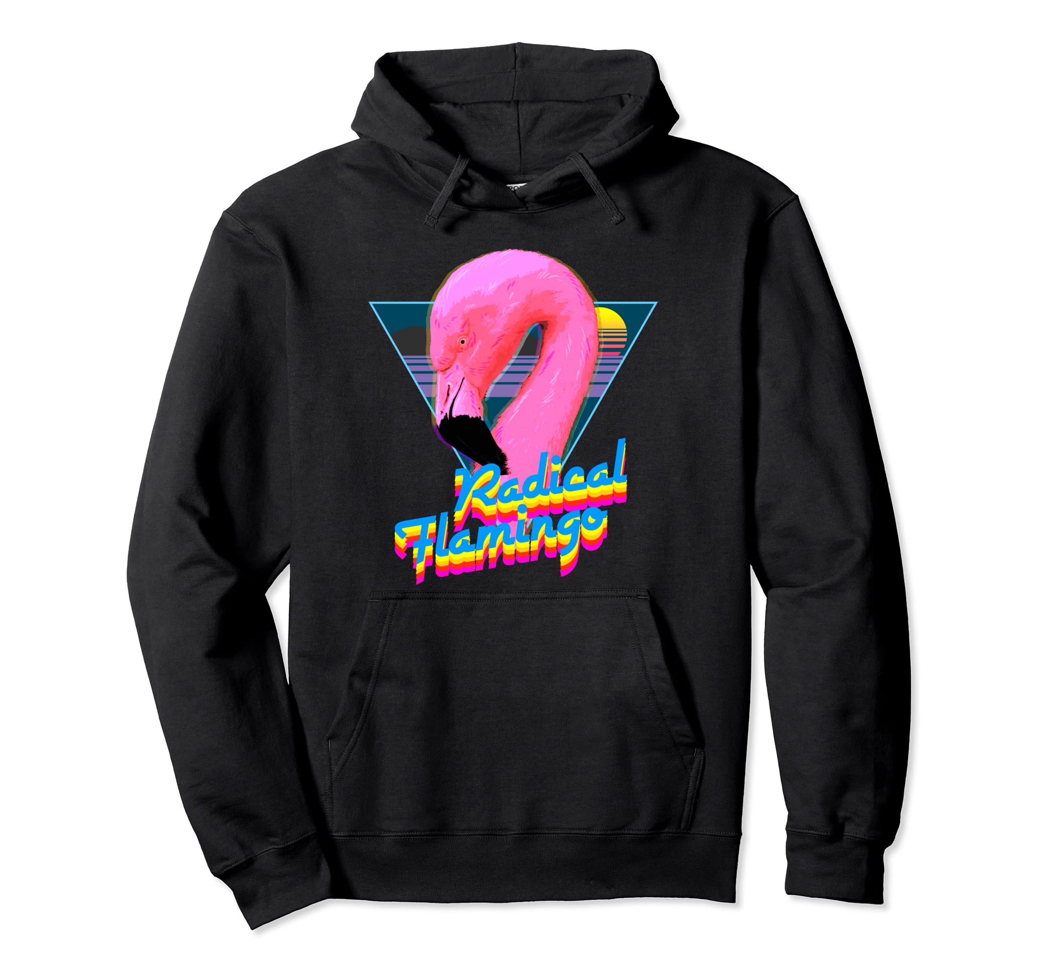 Radical Flamingo Synthwave Sunset 80S Hoodie - Custom Art Print Men Women - T-Shirt, Sweatshirt, Hoodie