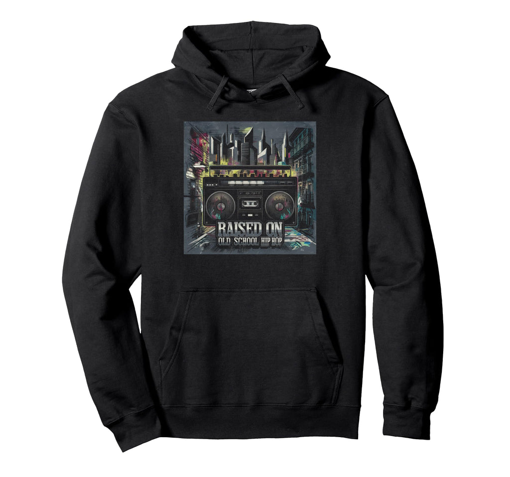 Raised Old School Graffiti Rap Hip Hop Hoodie - Novelty Apparel for Adults - T-Shirt, Sweatshirt, Hoodie