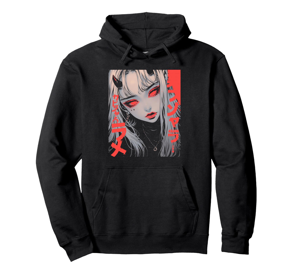 Goth Grunge Demon Anime Waifu Horror Hoodie - Custom Art Print for Adults - T-Shirt, Sweatshirt, Hoodie