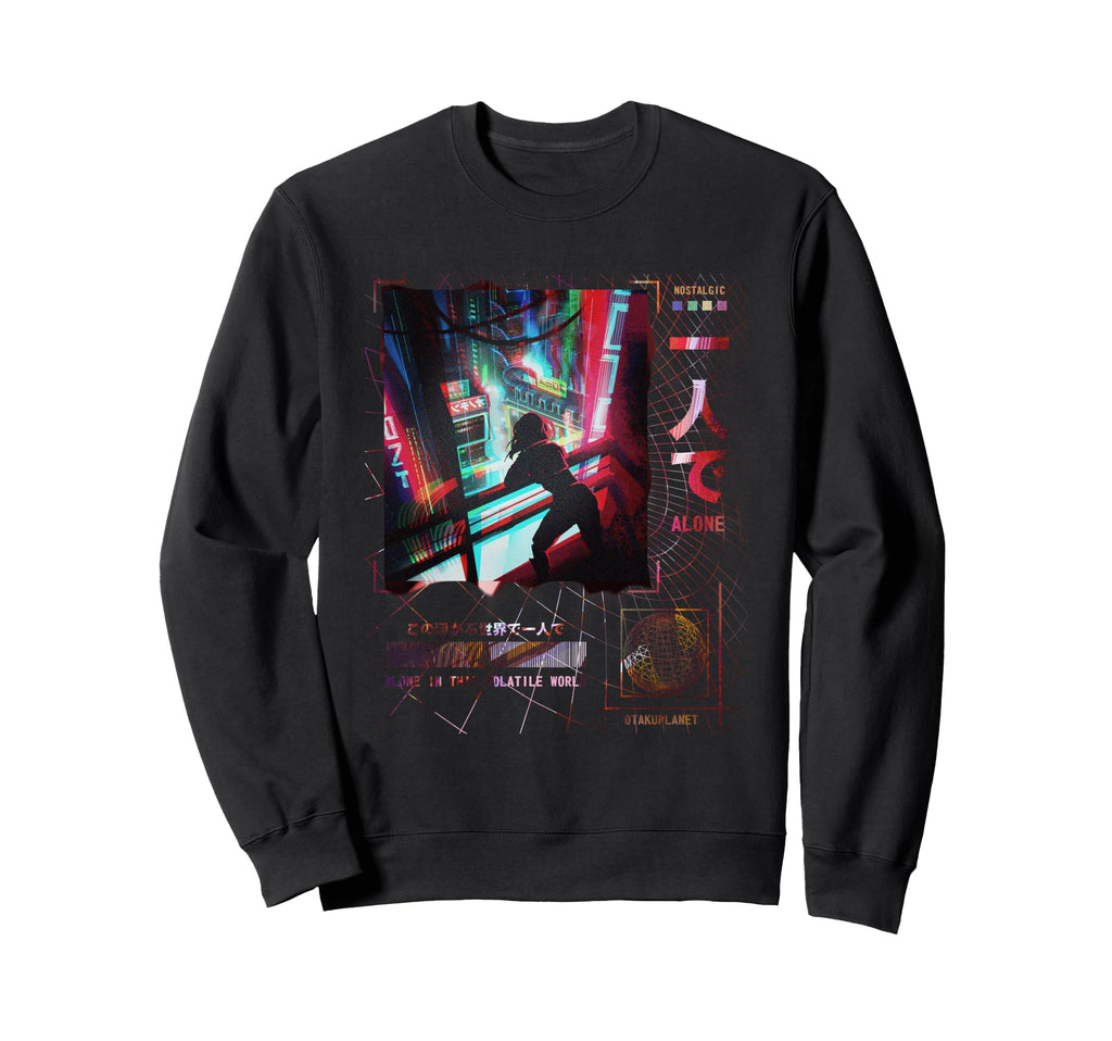Japanese Anime Cyberpunk Vaporwave Sweatshirt - Minimalist Print Unisex - T-Shirt, Sweatshirt, Hoodie