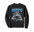 Hippo 90S Heavy Metal Sweatshirt - Fun Novelty Design Men Women - T-Shirt, Sweatshirt, Hoodie