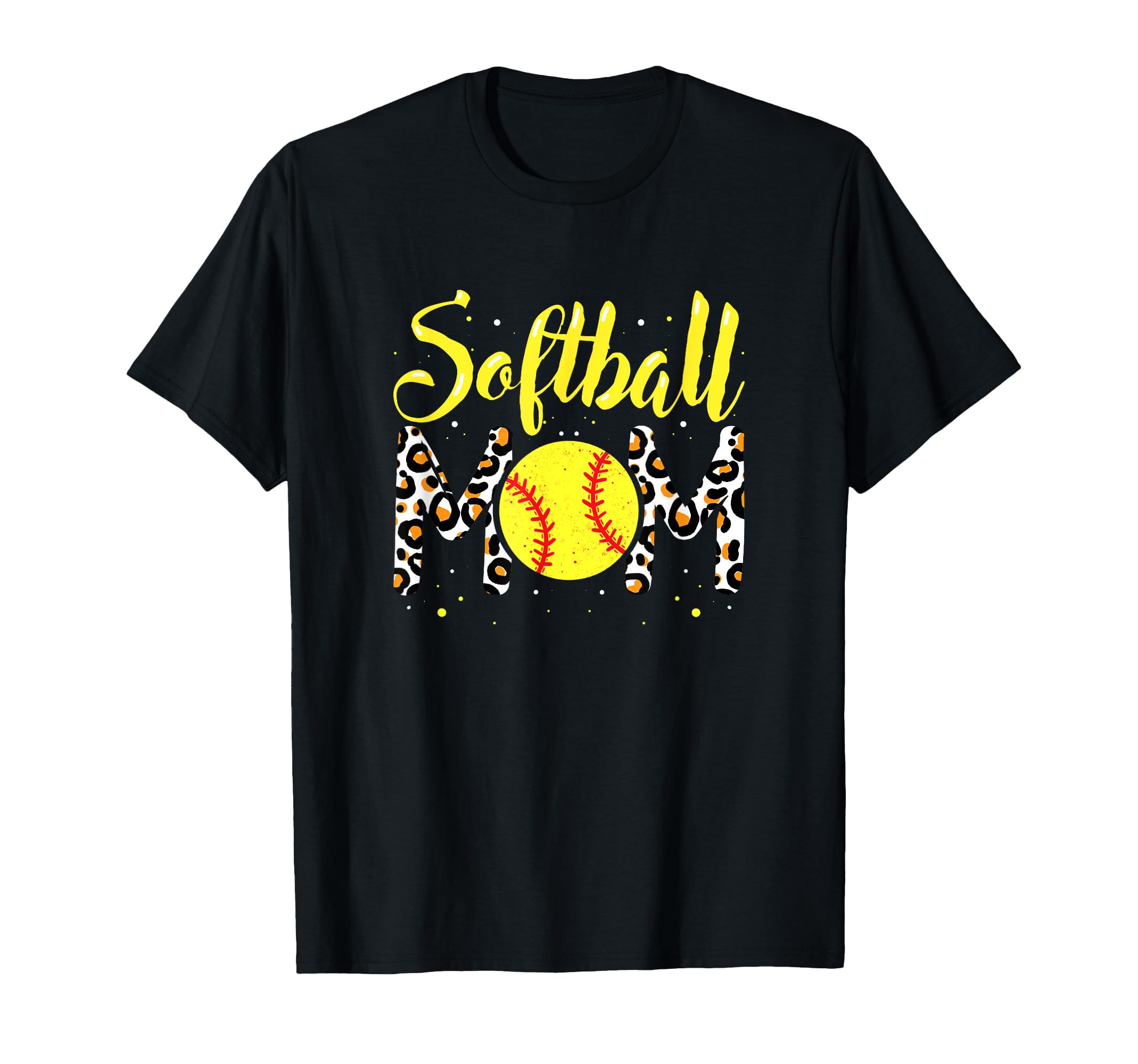 Softball Mom Leopard Funny Baseball T-Shirt - Trendy Graphic for Adults - T-Shirt, Sweatshirt, Hoodie