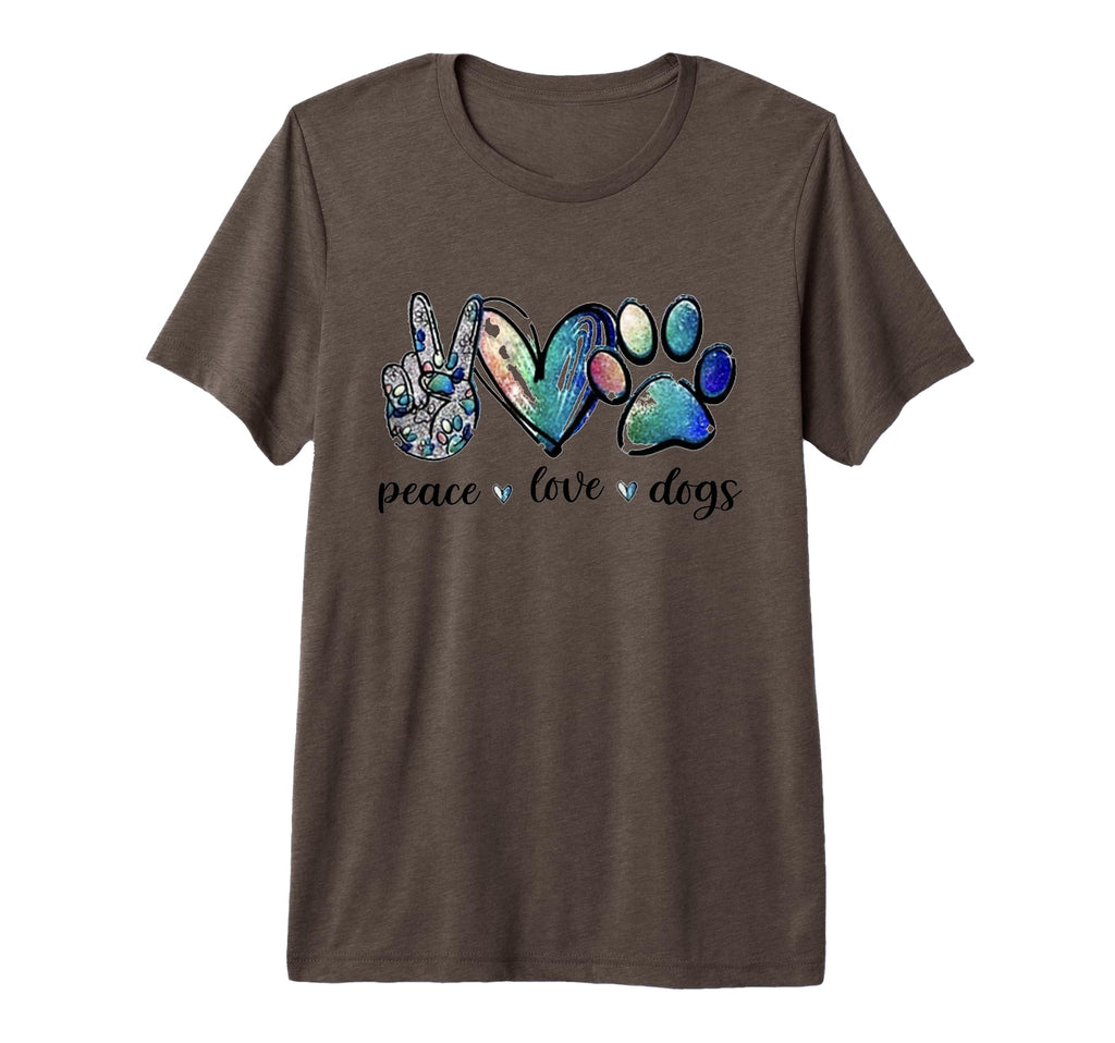 Dog Lover Peace Love Dogs Puppy Paw Tri T-Shirt - Streetwear Style Unisex - T-Shirt, Sweatshirt, Hoodie