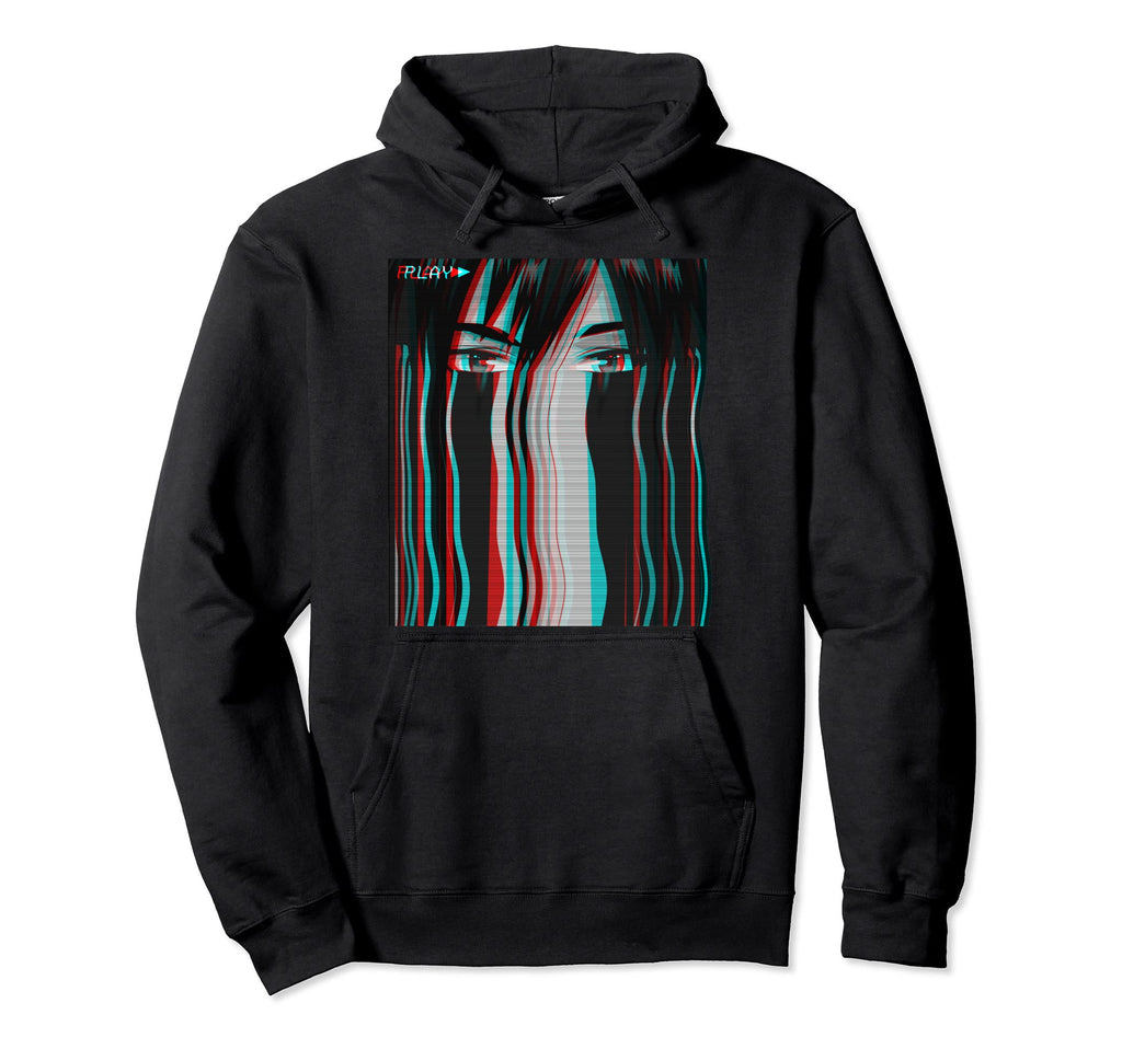 Vaporwave Aesthetic Sad Anime Anime Eyes Hoodie - Graphic Print Unisex - T-Shirt, Sweatshirt, Hoodie