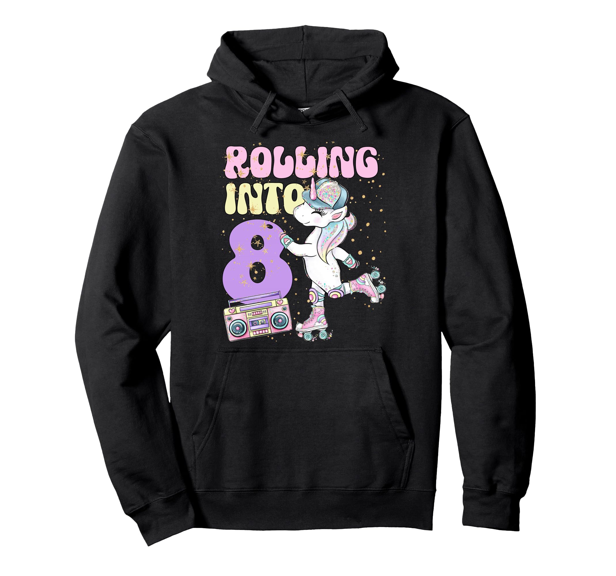 8Th Birthday Roller Skate Party Hoodie - Minimalist Print for Adults - T-Shirt, Sweatshirt, Hoodie