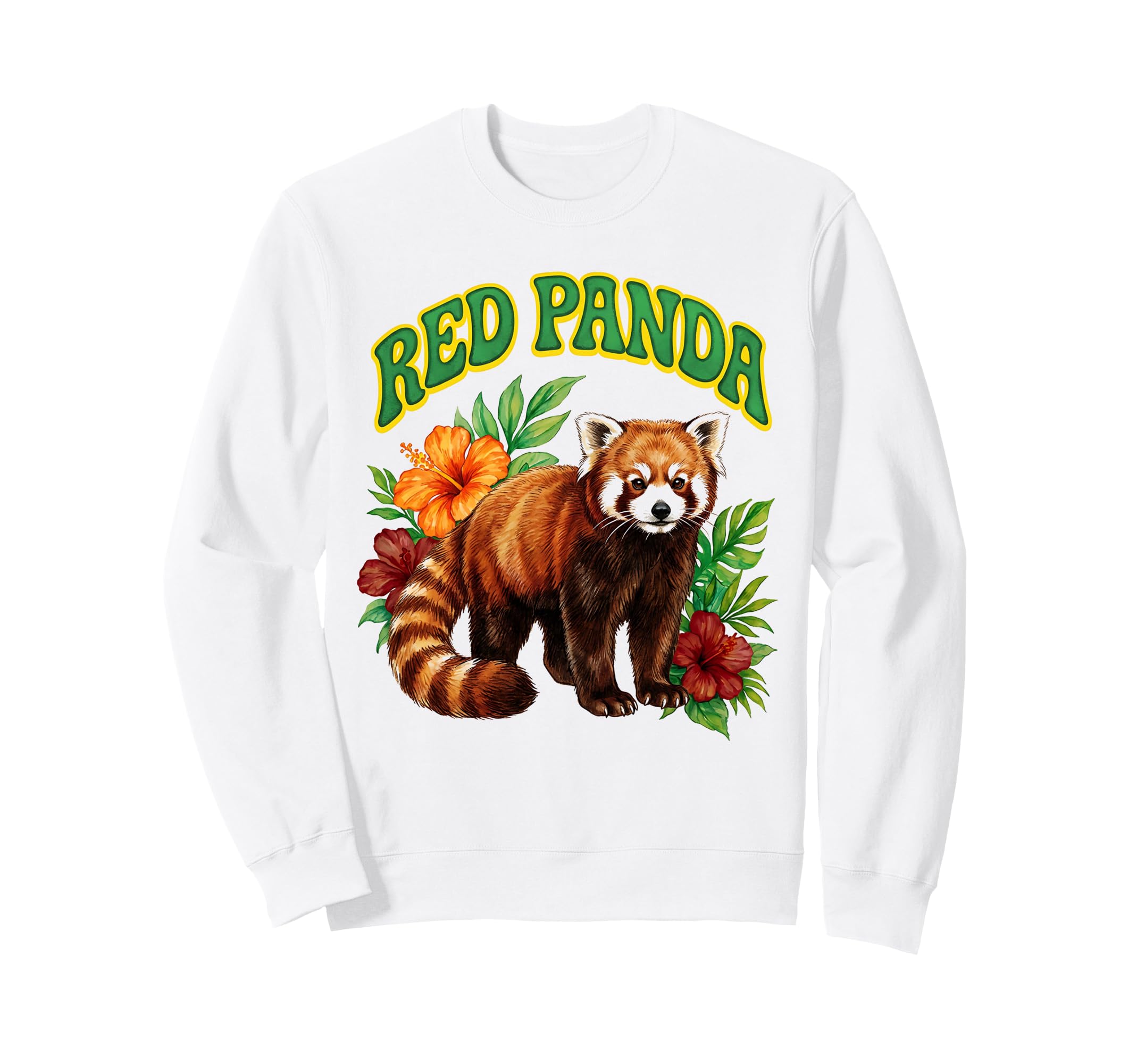 Red Panda Groovy Floral Watercolor Sweatshirt - Streetwear Style Unisex - T-Shirt, Sweatshirt, Hoodie