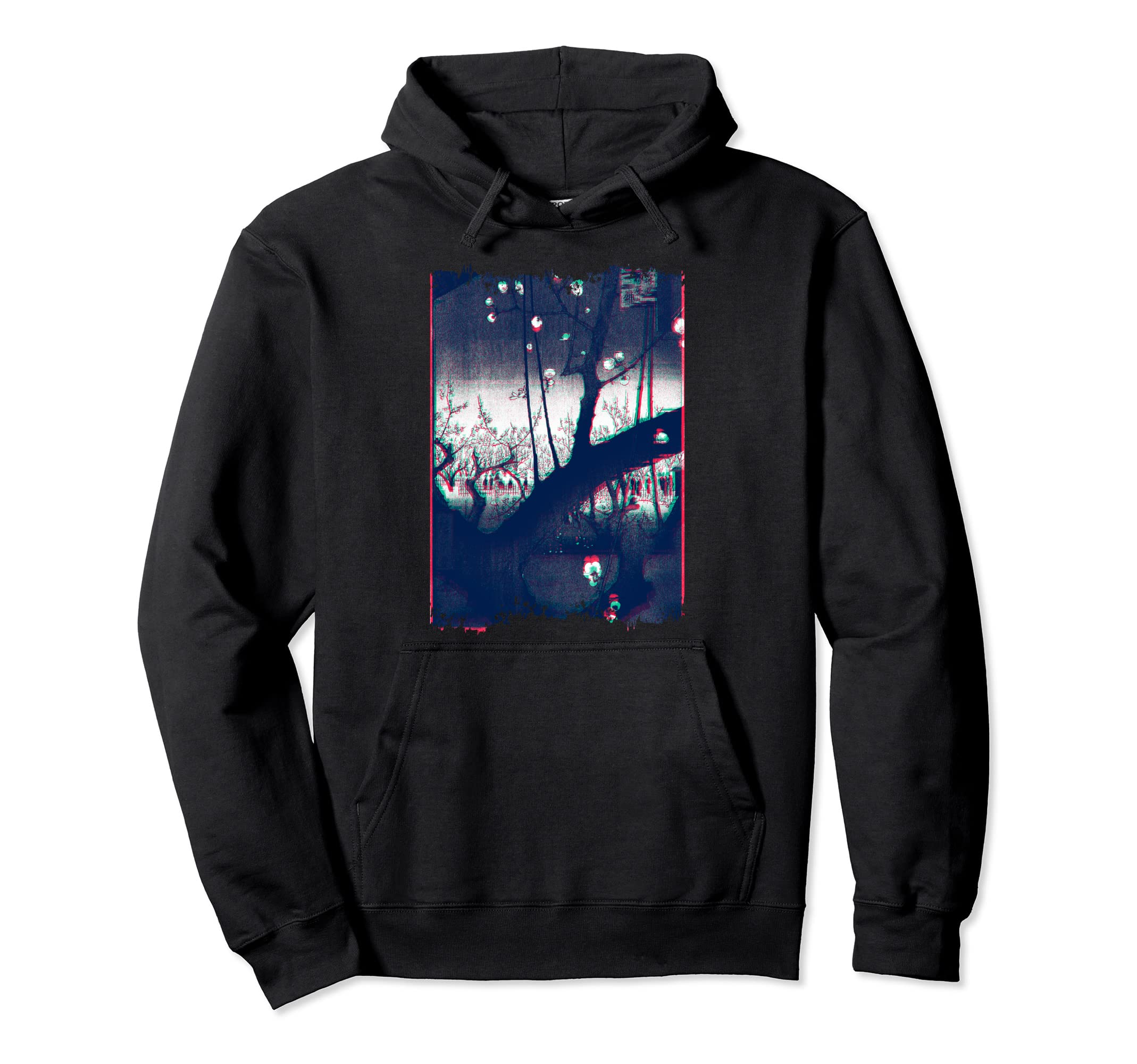 Japanese Woodblock Hiroshige Plum Hoodie - Minimalist Print for Adults - T-Shirt, Sweatshirt, Hoodie