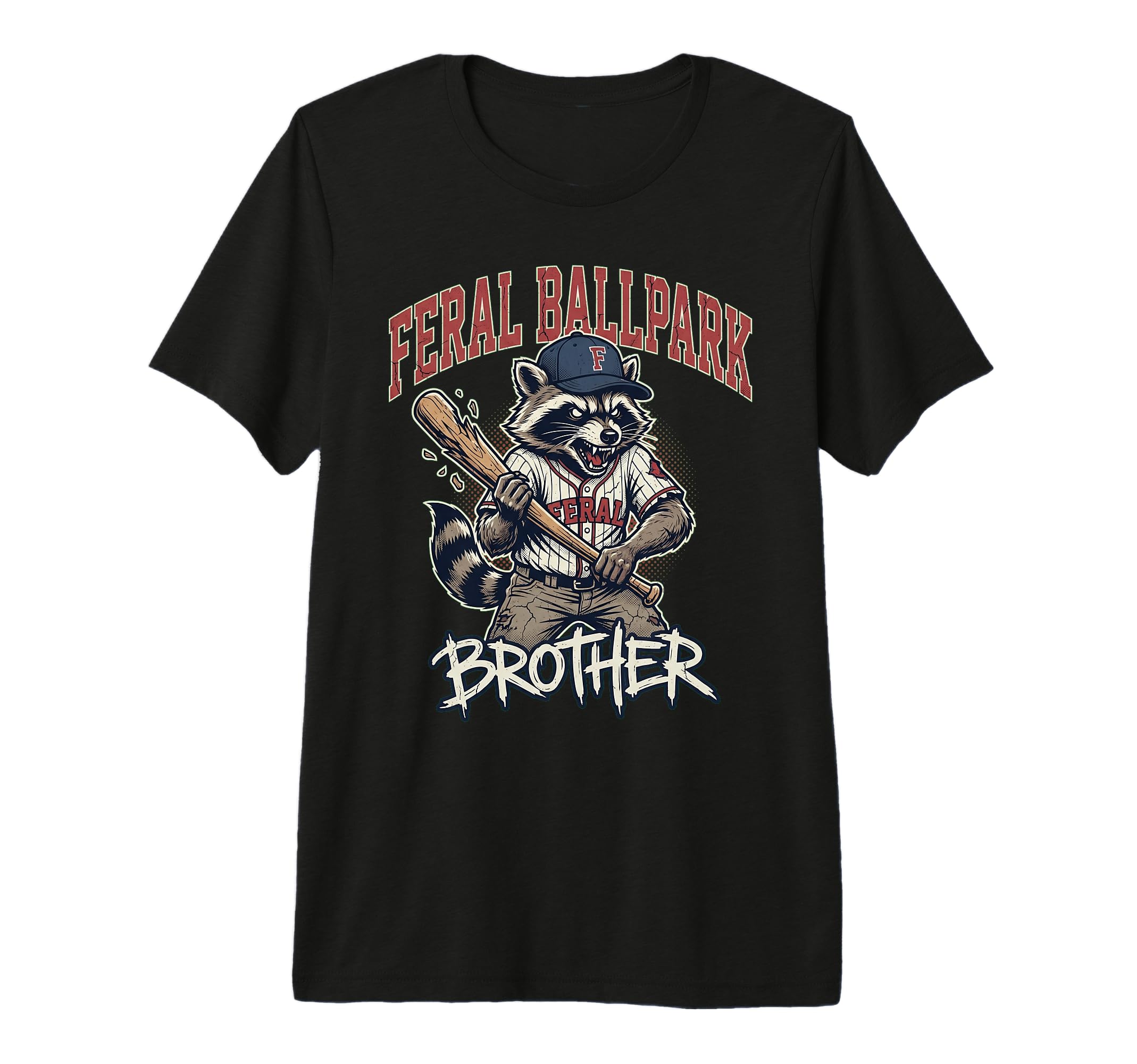 Feral Ballpark Brother Funny Raccoon T-Shirt - Minimalist Print Men Women - T-Shirt, Sweatshirt, Hoodie