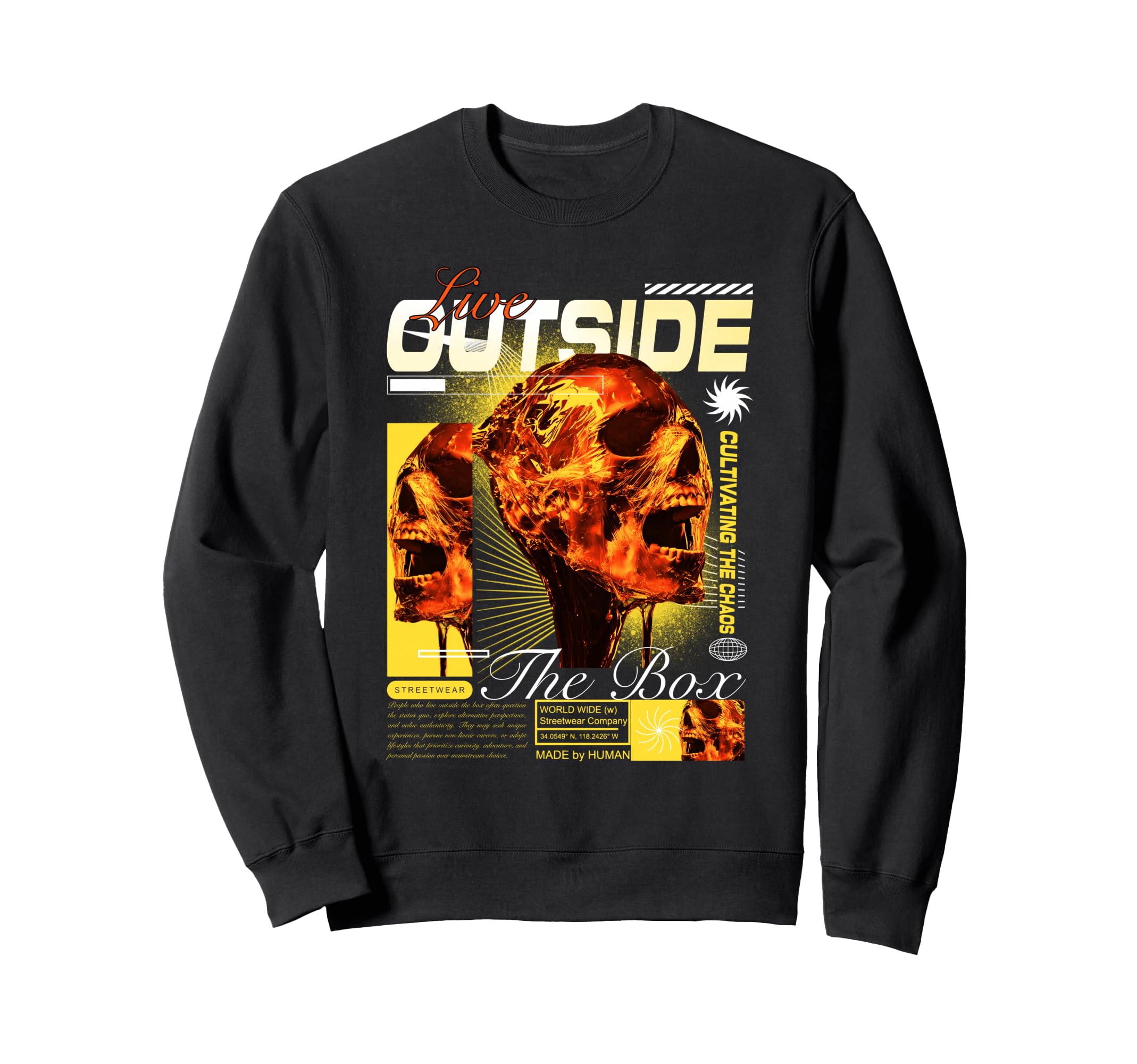 Y2K Outside Box Bold Urban Graffiti Sweatshirt - Custom Art Print Unisex - T-Shirt, Sweatshirt, Hoodie