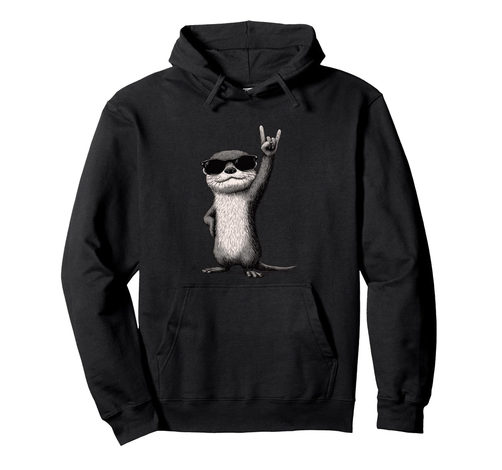 Rock Otter Sunglasses Fun Hoodie - Unique Graphic Unisex - T-Shirt, Sweatshirt, Hoodie