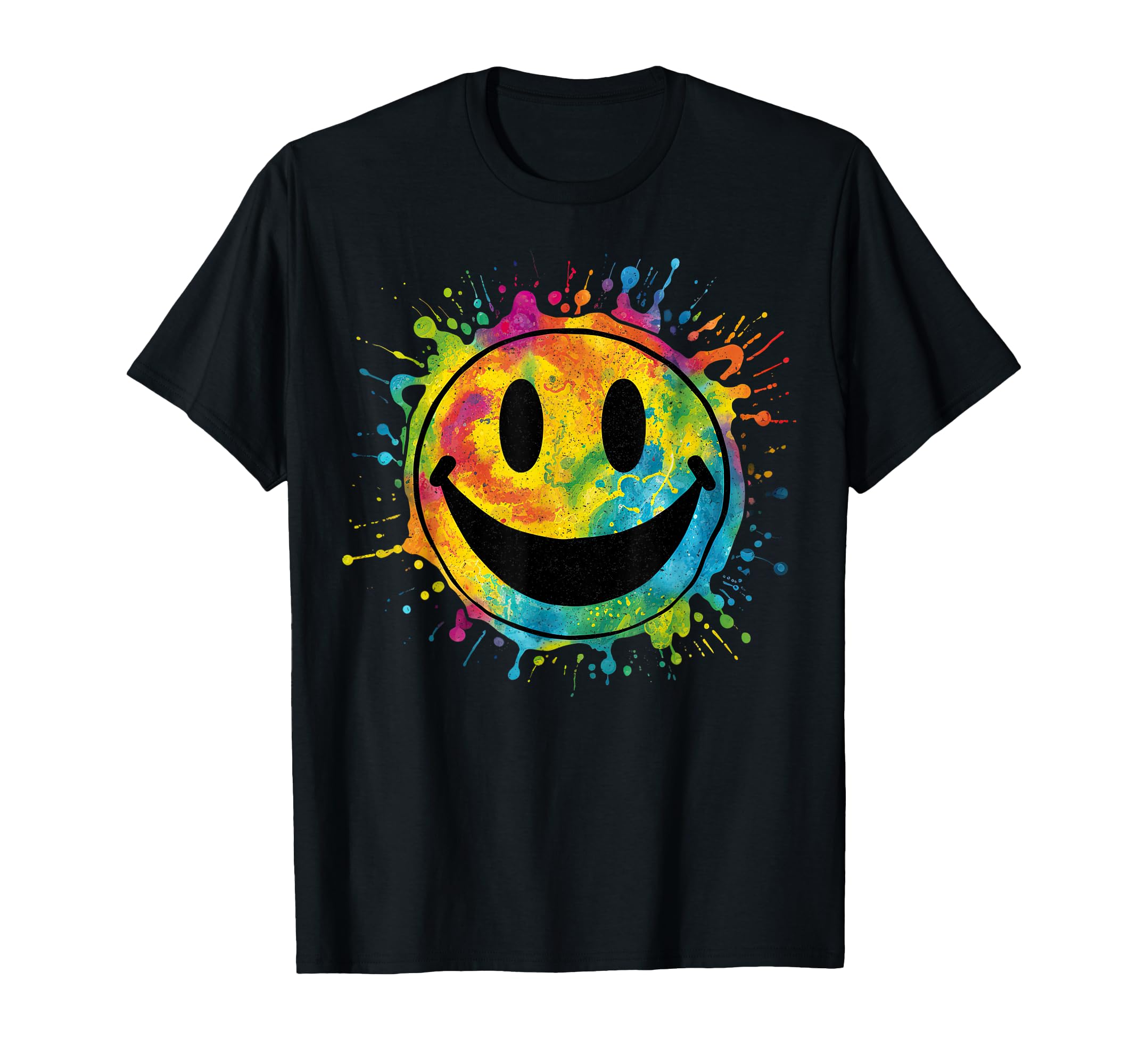 Happy Face Rainbow Tie Dye T-Shirt - Casual Everyday Wear for Adults - T-Shirt, Sweatshirt, Hoodie