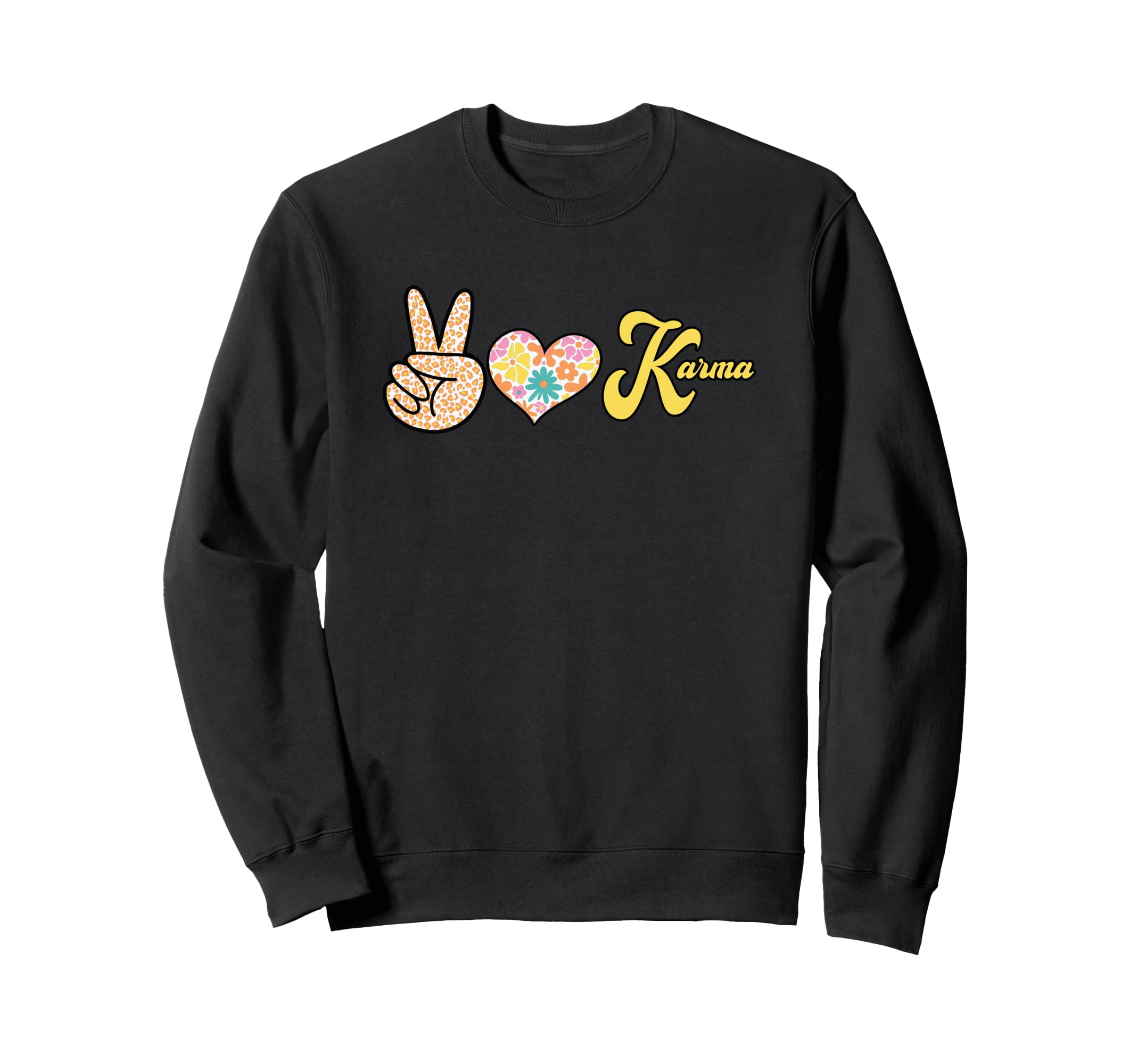 Leopard Peace Heart Karma Boho Sweatshirt - Minimalist Print for Adults - T-Shirt, Sweatshirt, Hoodie