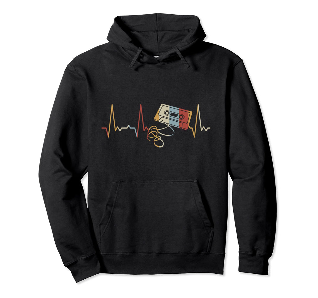 Heartbeat Cassette Tape Hoodie - Novelty Apparel for Adults - T-Shirt, Sweatshirt, Hoodie