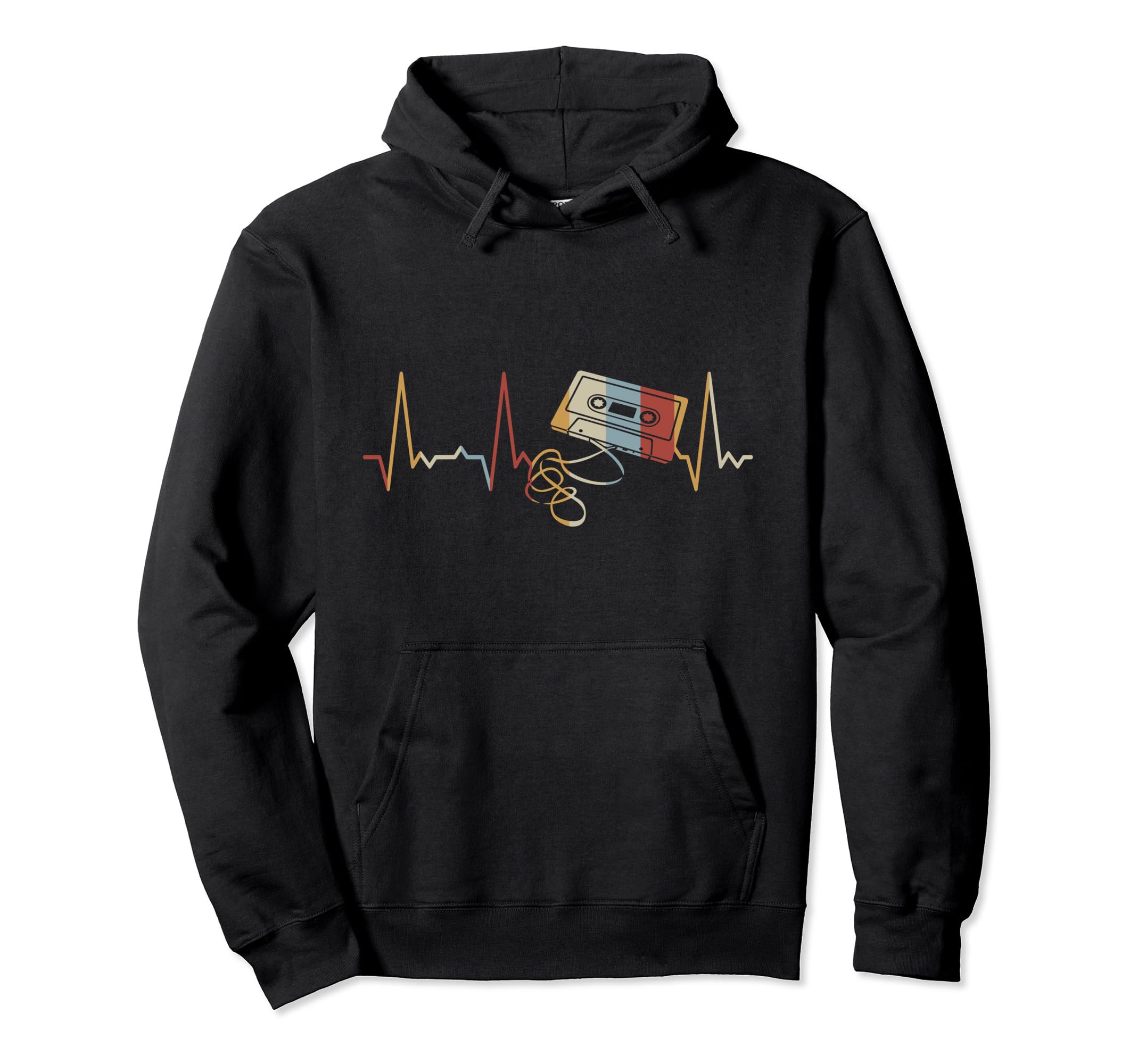 Heartbeat Cassette Tape Hoodie - Novelty Apparel for Adults - T-Shirt, Sweatshirt, Hoodie