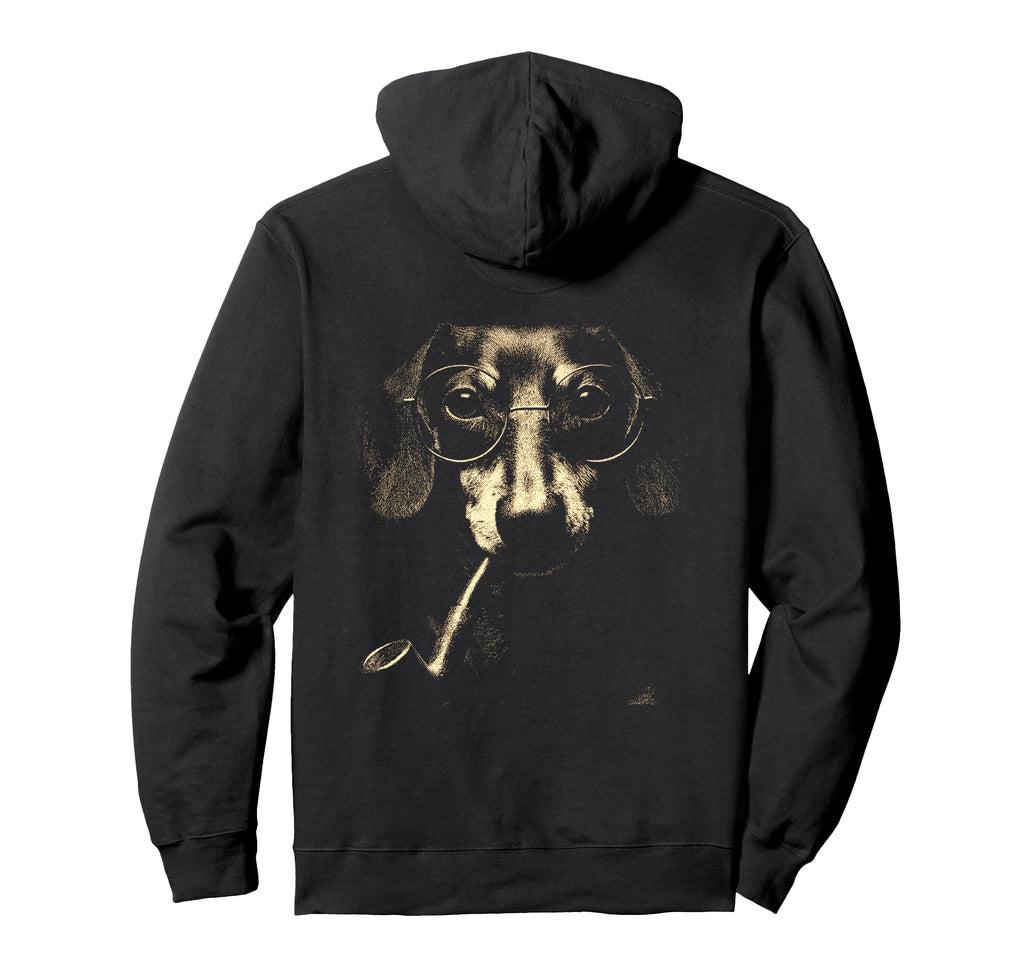 Dachshund Smoking Pipe Glasses Grunge Meme Hoodie - Trendy Graphic Unisex - T-Shirt, Sweatshirt, Hoodie