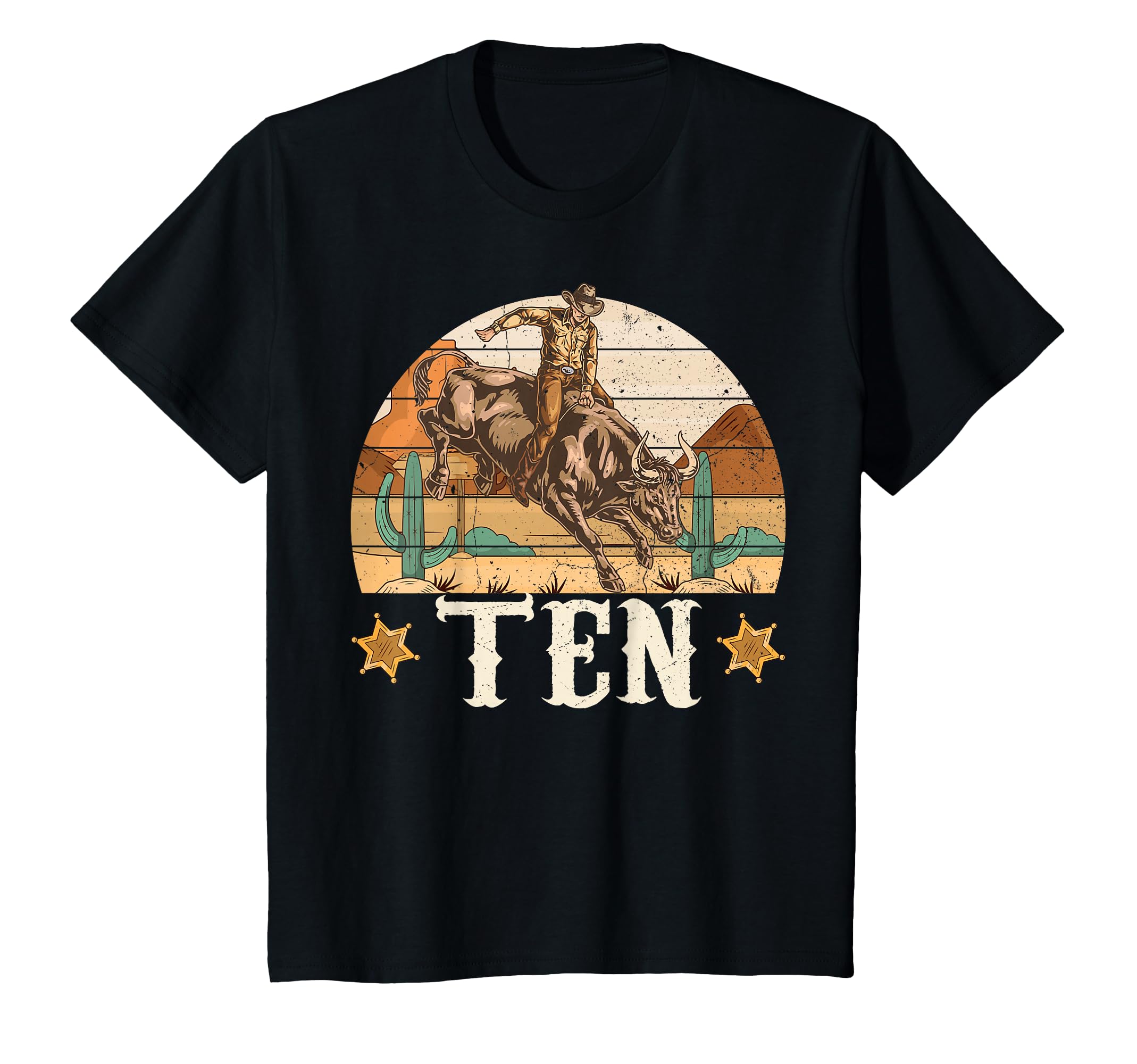 Bull Riding 10Th Birthday 10 Years Old T-Shirt - Graphic Print Unisex - T-Shirt, Sweatshirt, Hoodie