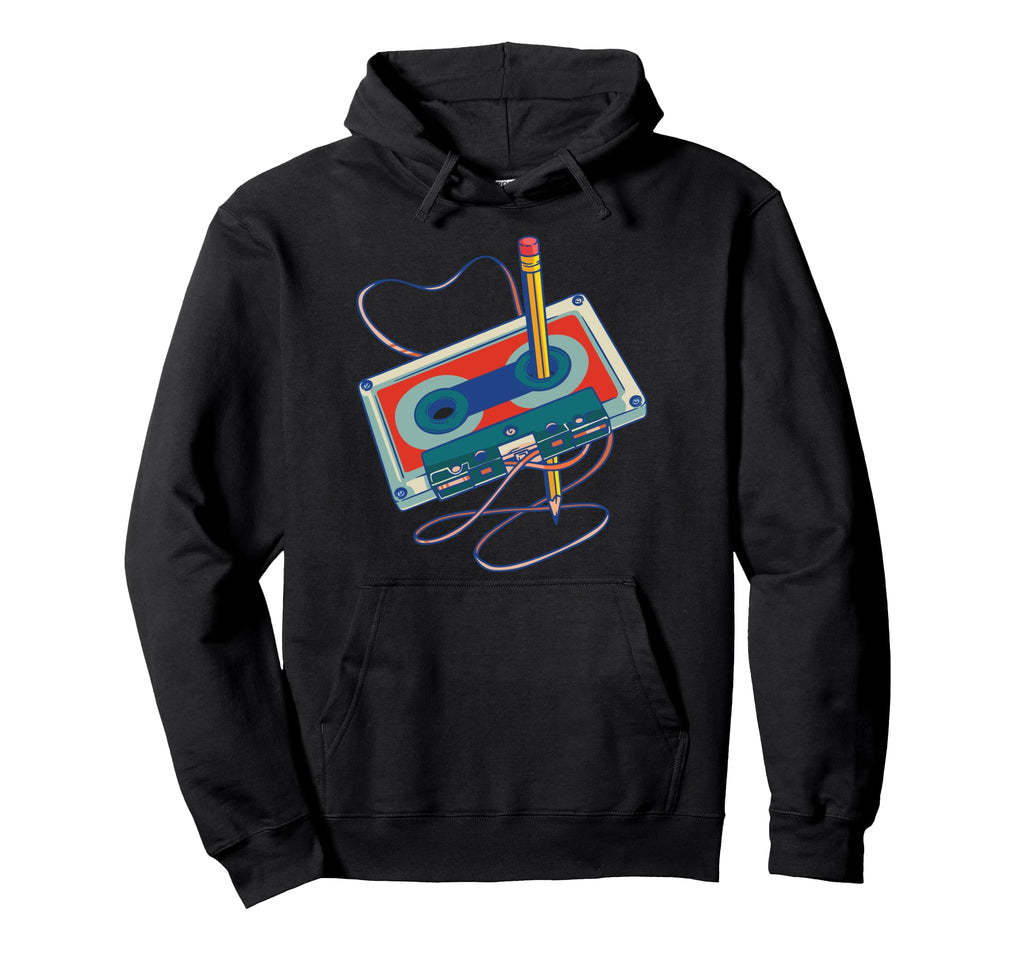 Record Song Lyrics Radio Cassette Hoodie - Unique Graphic for Adults - T-Shirt, Sweatshirt, Hoodie