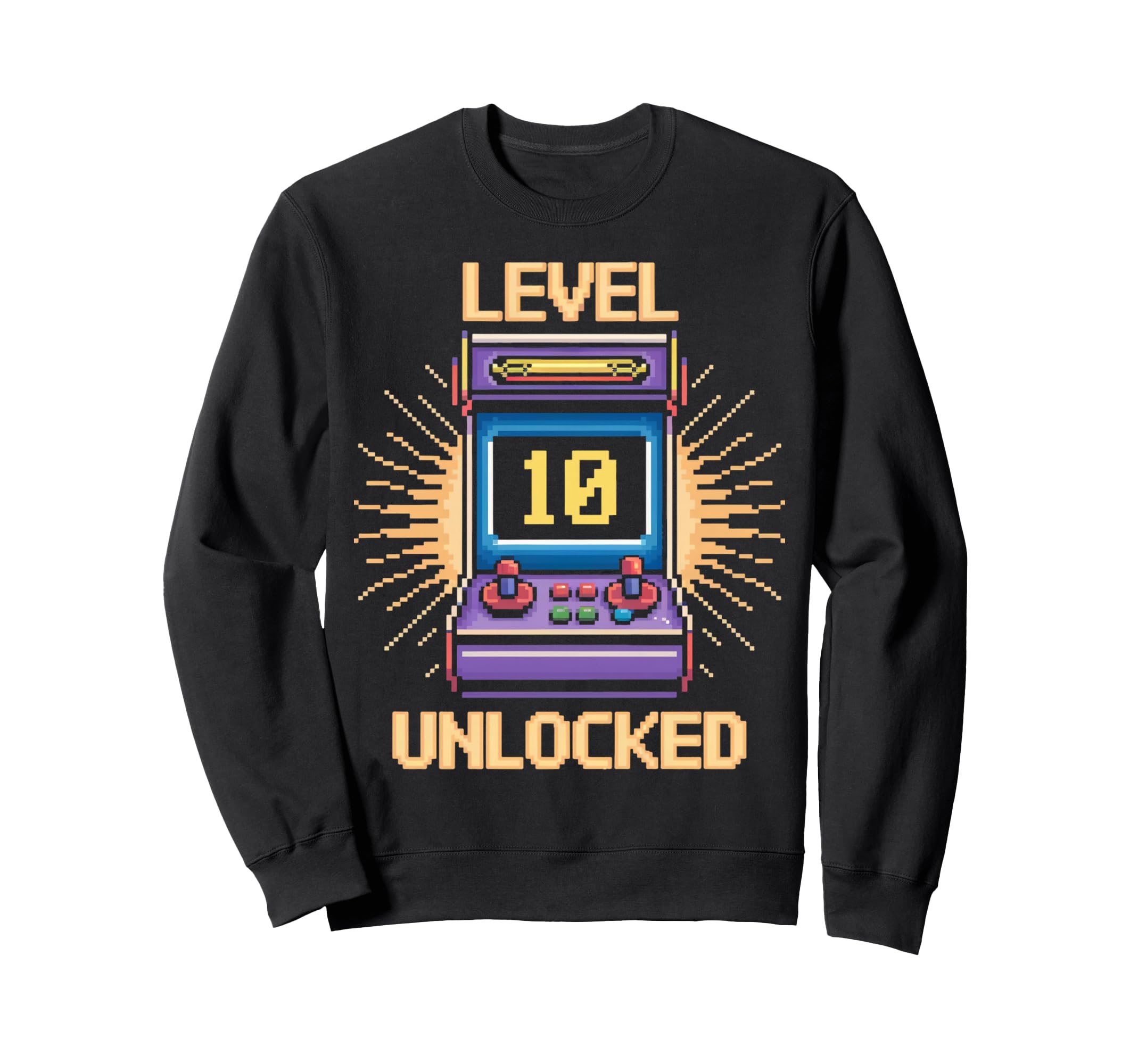 Level 10 Unlock Birthday Gamer 10 Year Sweatshirt - Graphic Print Unisex - T-Shirt, Sweatshirt, Hoodie