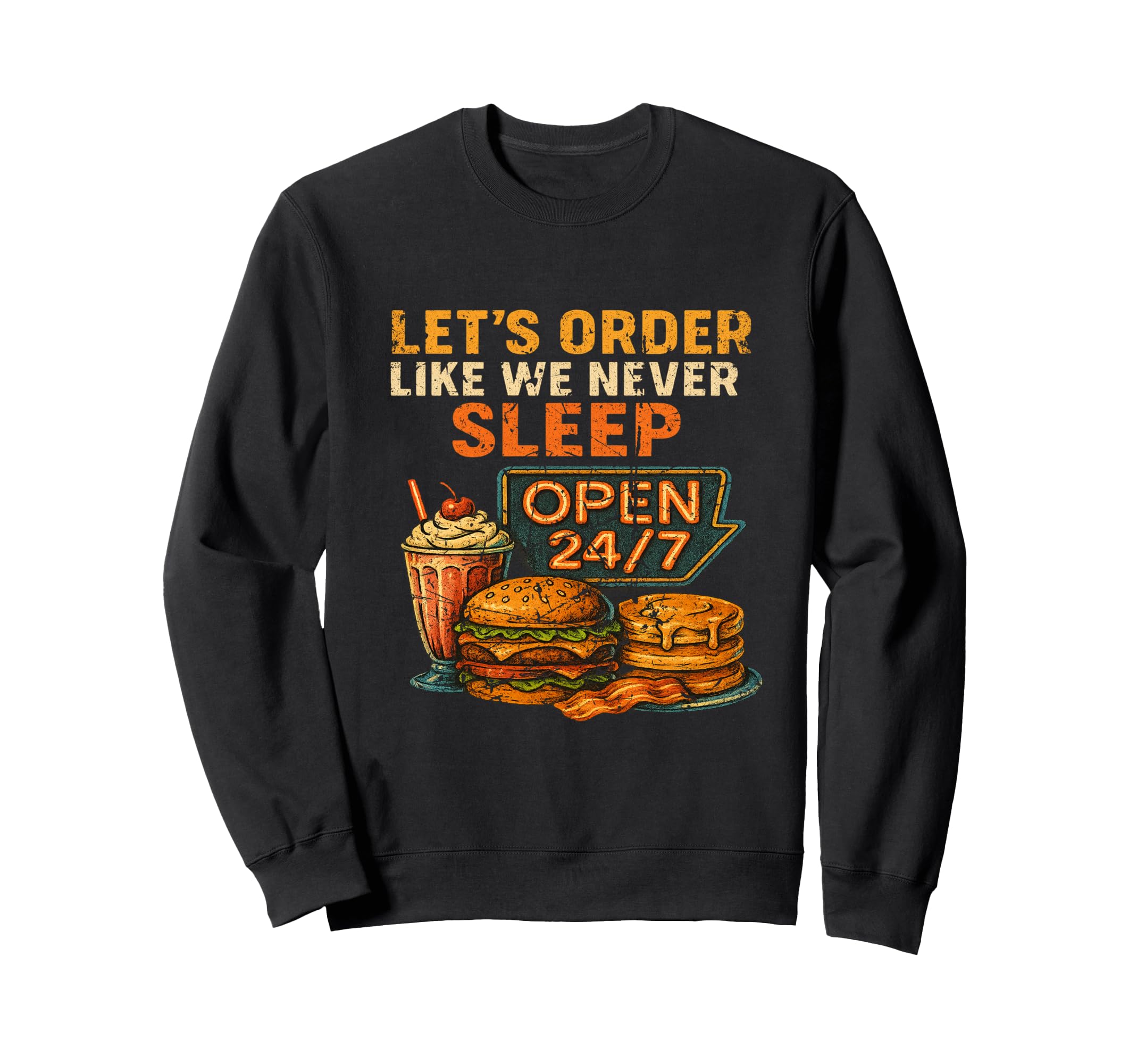 Diner Art Late Night Food Vibes Sweatshirt - Trendy Graphic Unisex - T-Shirt, Sweatshirt, Hoodie