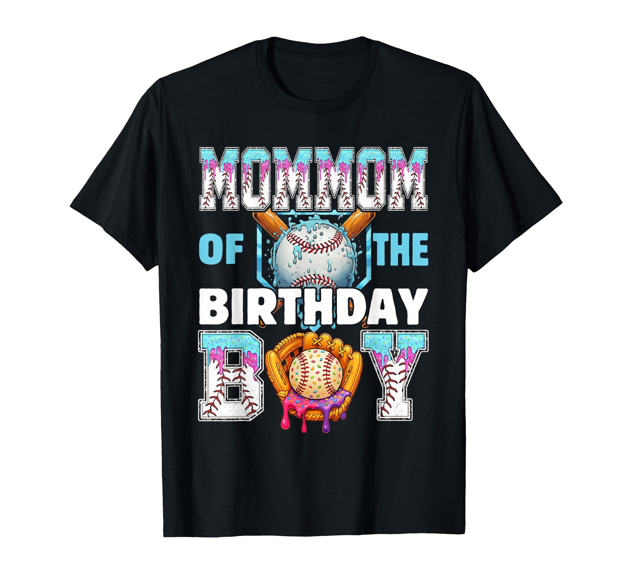 Baseball Ice Cream Drip Mom Mom T-Shirt - Minimalist Print for Adults - T-Shirt, Sweatshirt, Hoodie