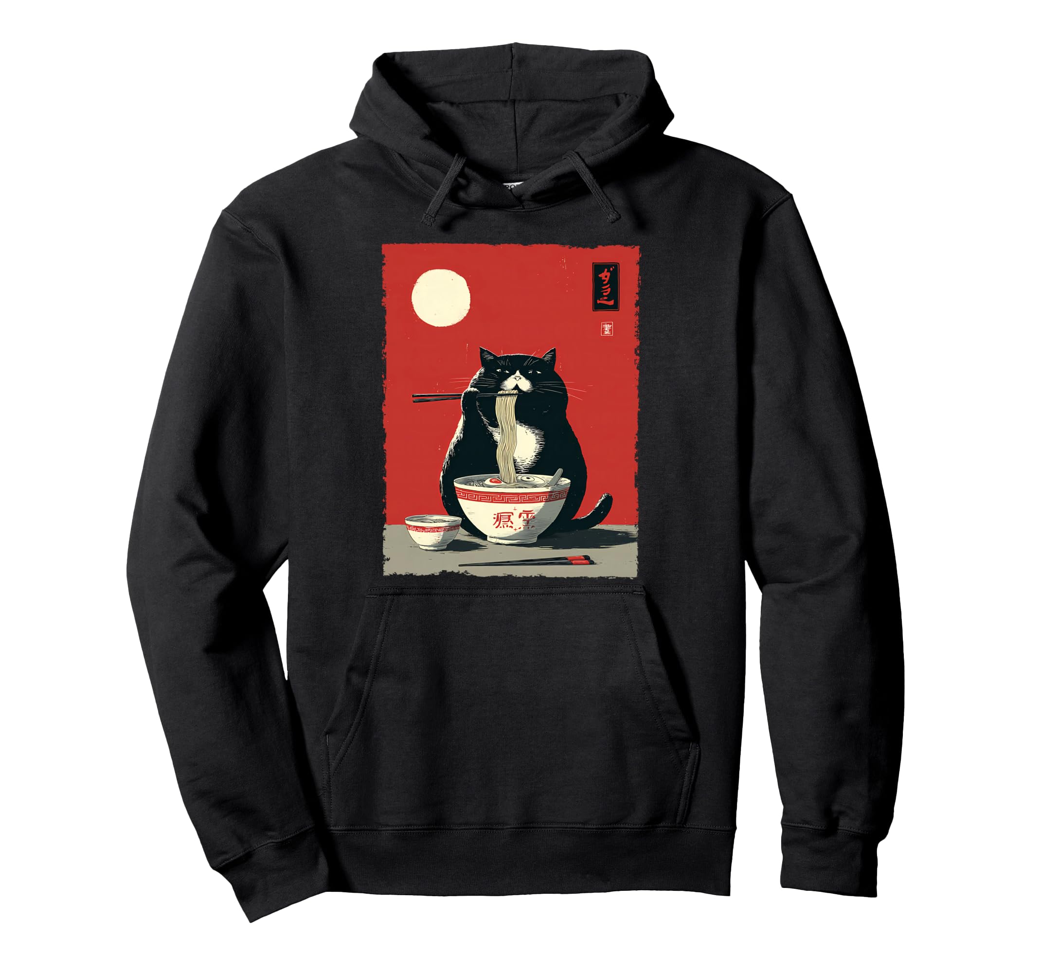 Cat Ramen Aesthetic Japanese Ukiyo E Hoodie - Trendy Graphic Unisex - T-Shirt, Sweatshirt, Hoodie