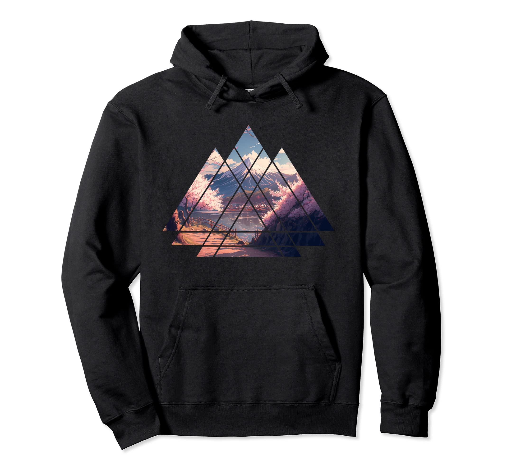 Japanese Aesthetic Vaporwave Mount Fuji Hoodie - Unique Graphic Men Women - T-Shirt, Sweatshirt, Hoodie