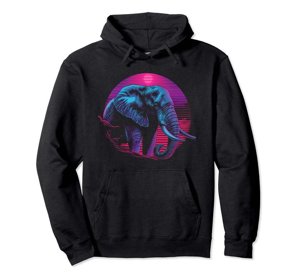 Elephant Vaporwave Aesthetic Synthwave Hoodie - Minimalist Print Unisex - T-Shirt, Sweatshirt, Hoodie
