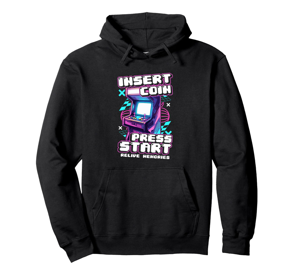 Arcade Machine Insert Coin Press Start Hoodie - Fun Novelty Design Unisex - T-Shirt, Sweatshirt, Hoodie