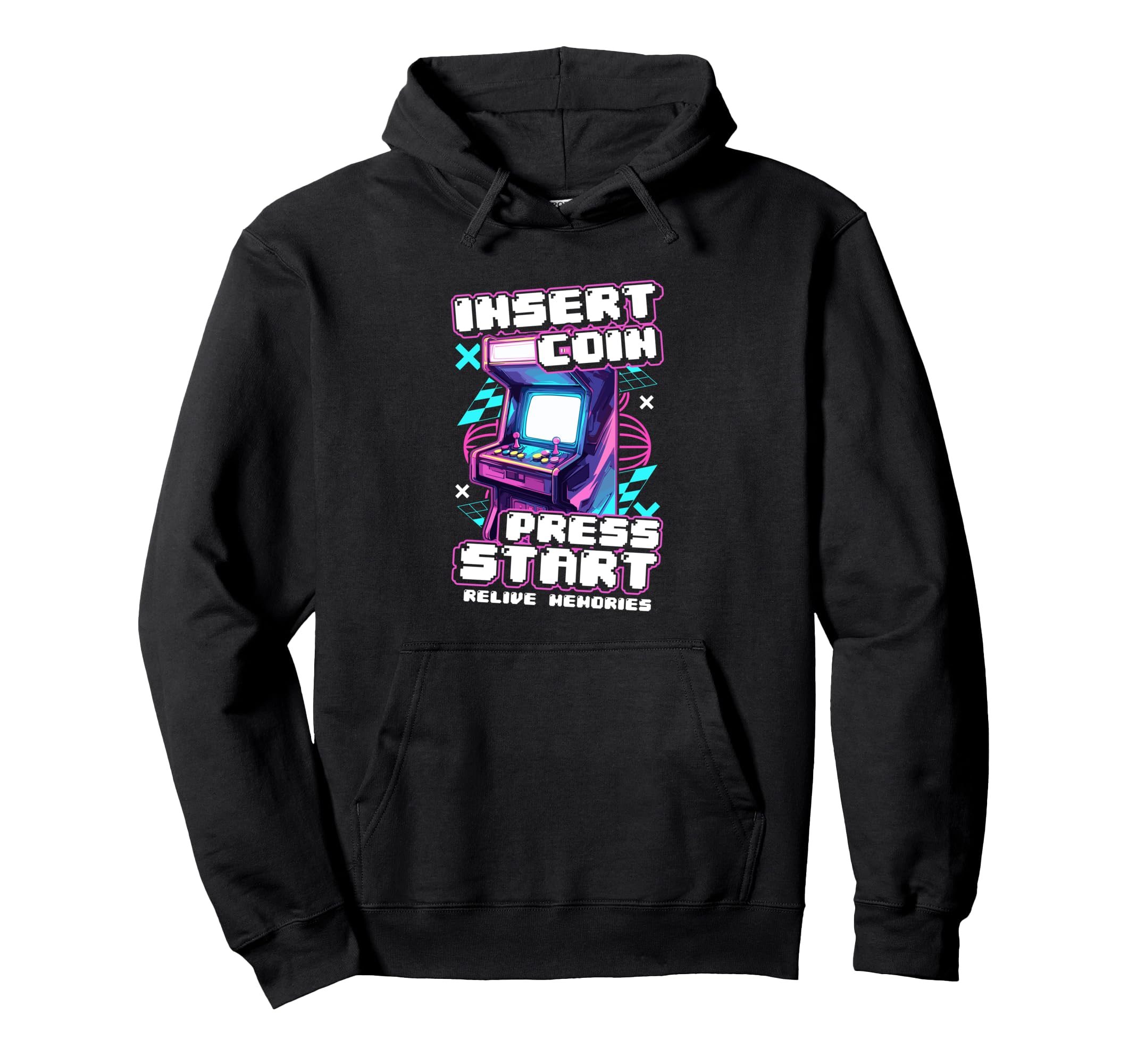 Arcade Machine Insert Coin Press Start Hoodie - Fun Novelty Design Unisex - T-Shirt, Sweatshirt, Hoodie