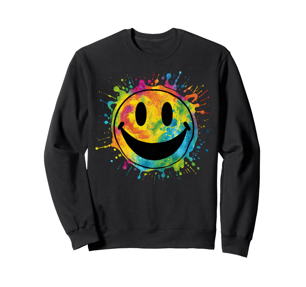Happy Face Rainbow Tie Dye Sweatshirt - Custom Art Print for Adults - T-Shirt, Sweatshirt, Hoodie