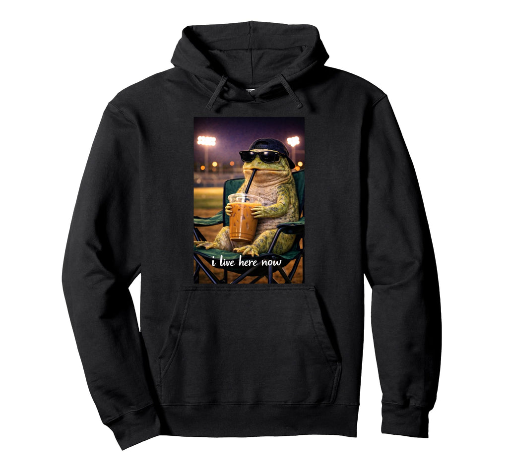 Funny Frog Ballfield Baseball Field I Hoodie - Novelty Apparel for Adults - T-Shirt, Sweatshirt, Hoodie