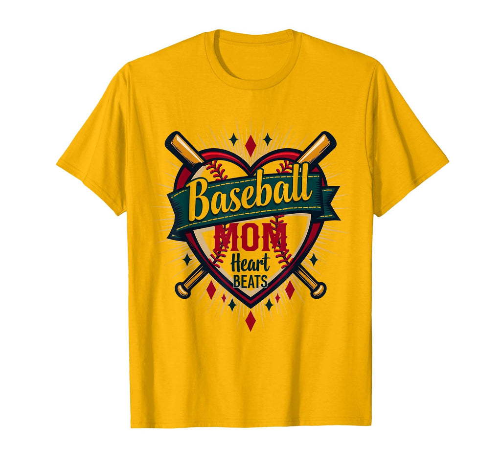 Baseball Mom Heart Beats Sports T-Shirt - Casual Everyday Wear for Adults - T-Shirt, Sweatshirt, Hoodie