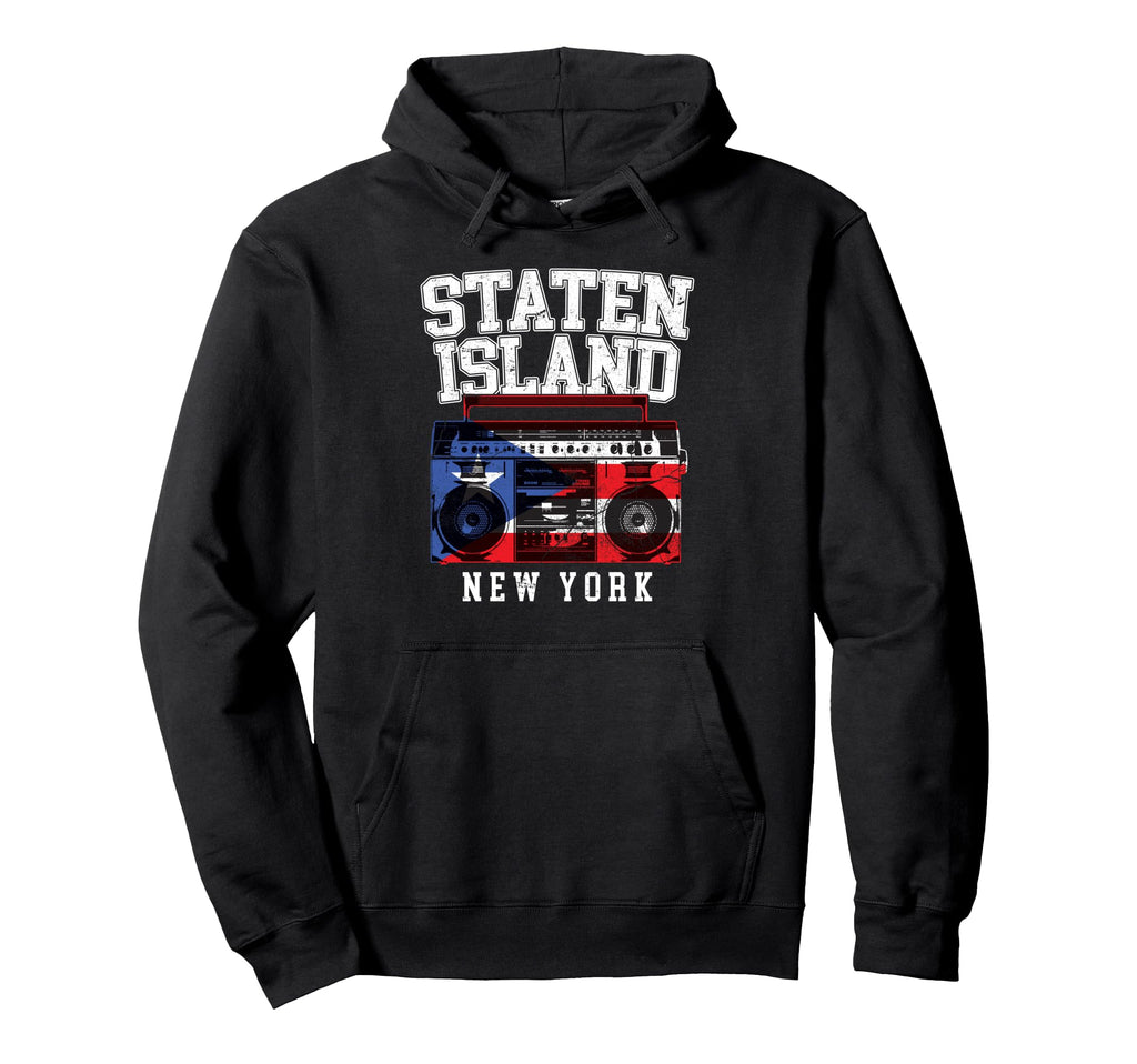 Staten Island New York Nyc Boombox Hoodie - Streetwear Style for Adults - T-Shirt, Sweatshirt, Hoodie