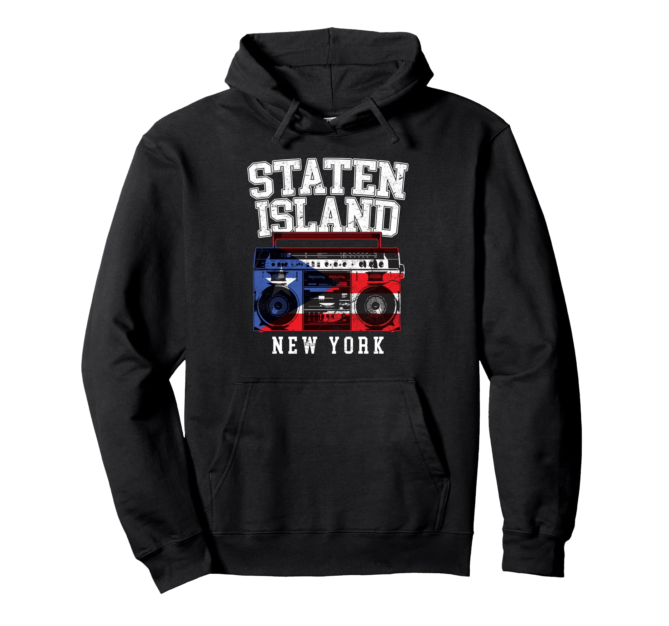 Staten Island New York Nyc Boombox Hoodie - Streetwear Style for Adults - T-Shirt, Sweatshirt, Hoodie