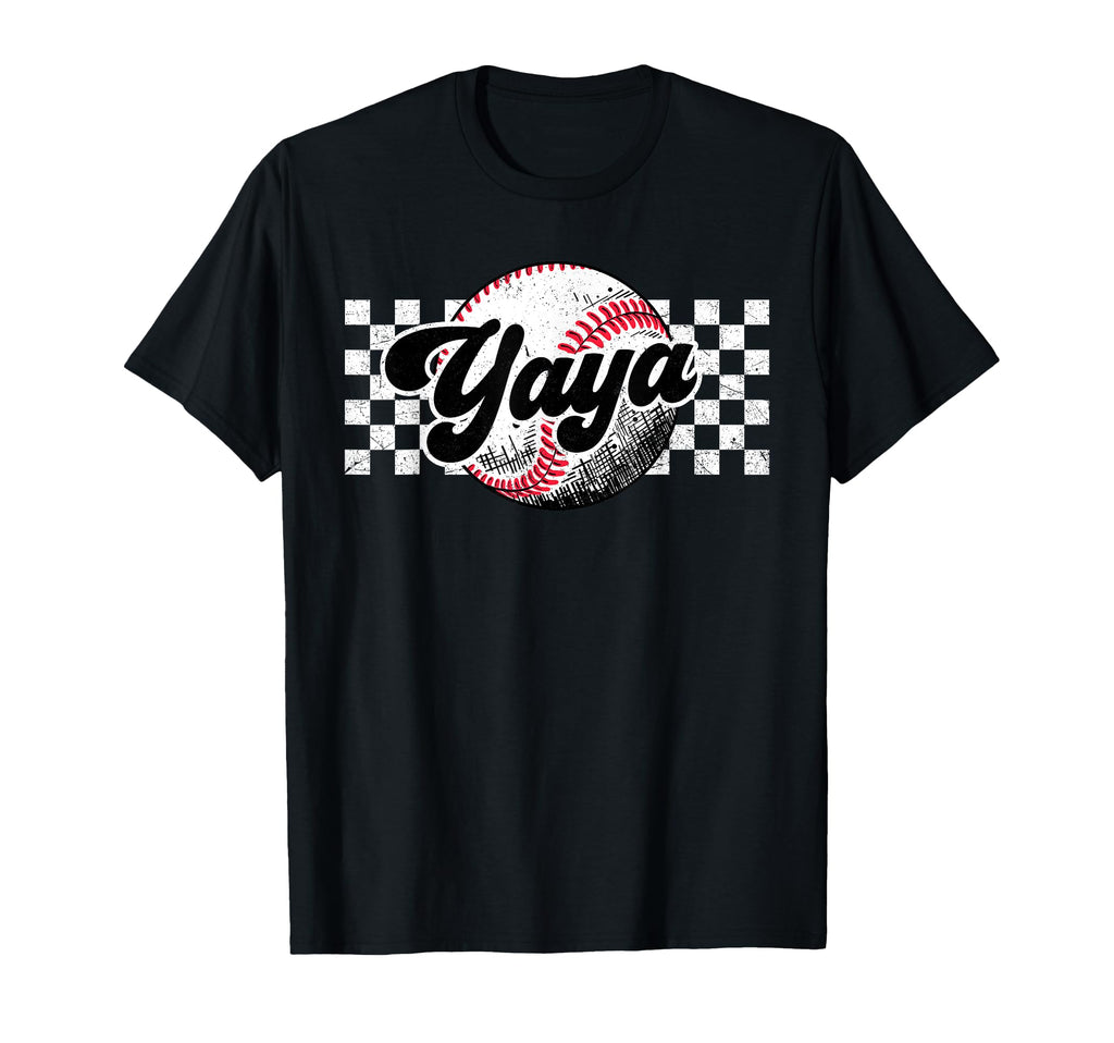 Baseball Yaya T Ball Yaya Checkered T-Shirt - Aesthetic Graphic for Adults - T-Shirt, Sweatshirt, Hoodie