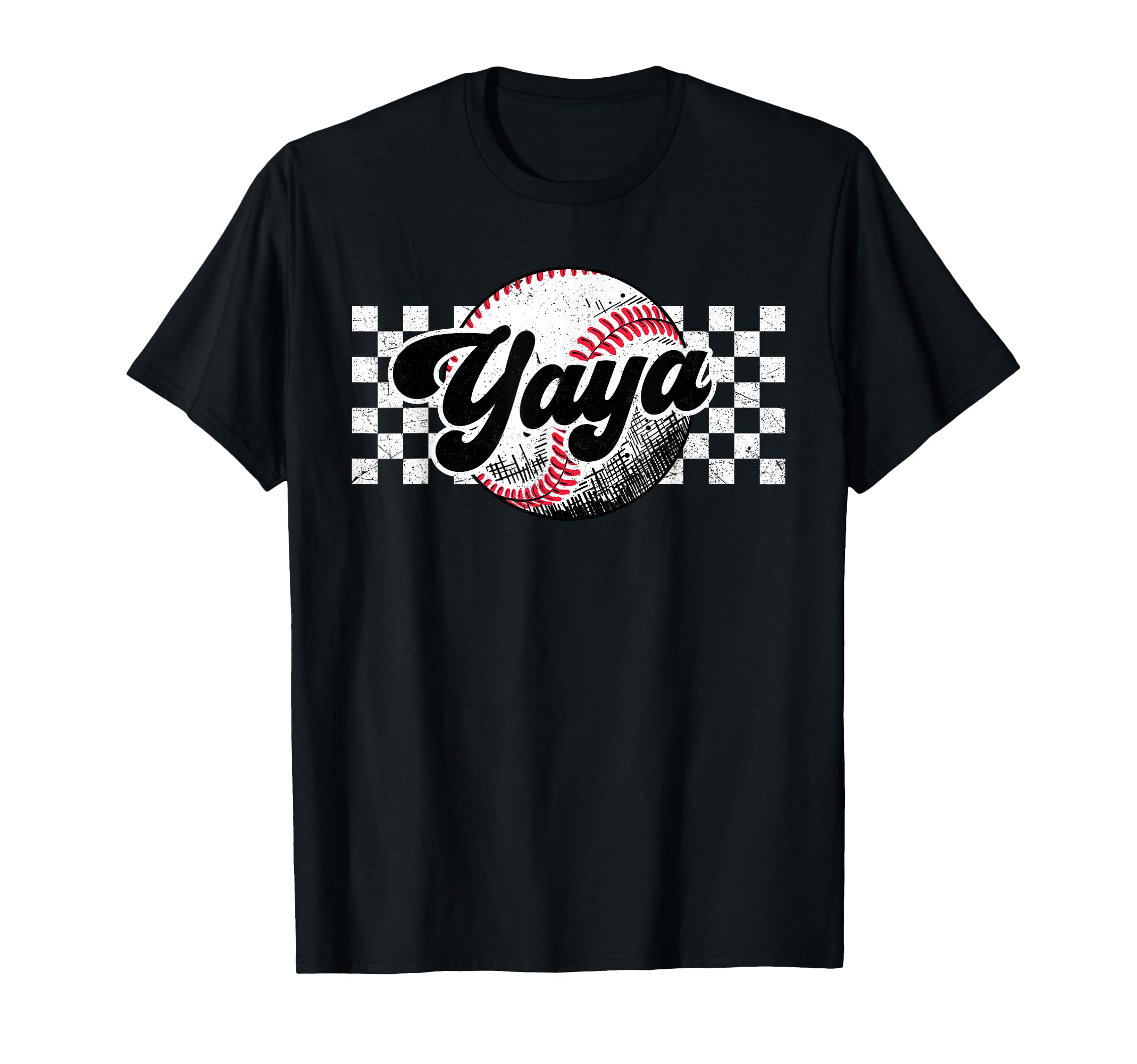 Baseball Yaya T Ball Yaya Checkered T-Shirt - Aesthetic Graphic for Adults - T-Shirt, Sweatshirt, Hoodie