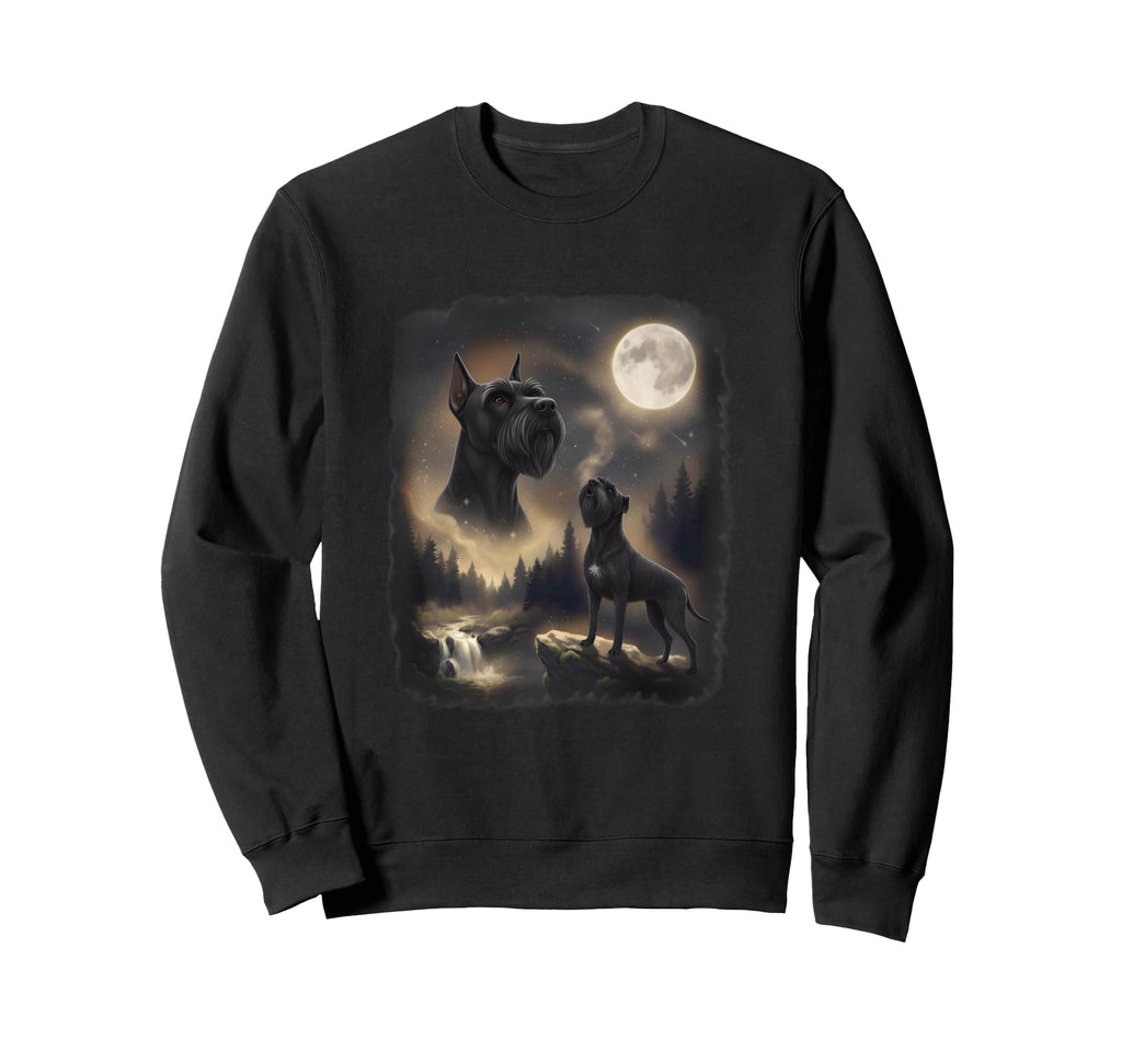 Giant Schnauzer Howling To Moon Sweatshirt - Fun Novelty Design Men Women - T-Shirt, Sweatshirt, Hoodie