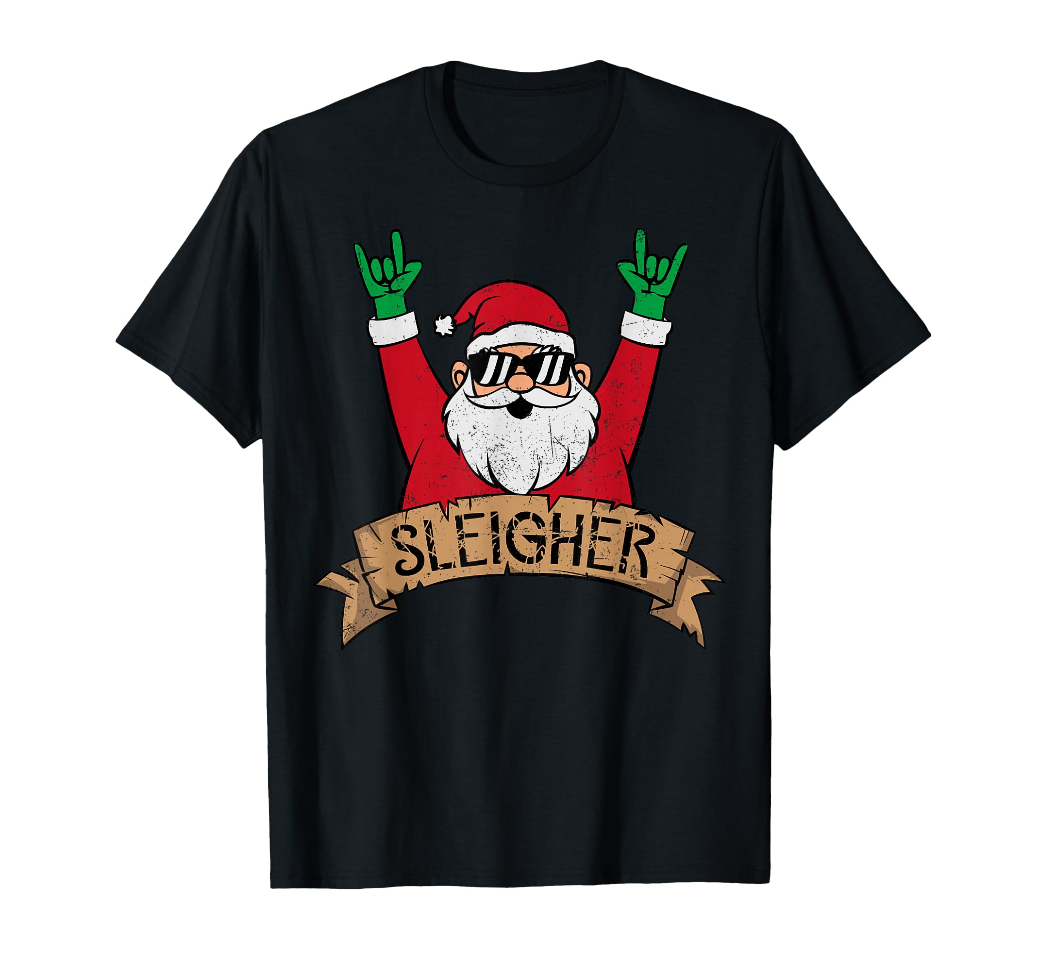 Sleigher Santa Rock Rocker T-Shirt - Casual Everyday Wear for Adults - T-Shirt, Sweatshirt, Hoodie