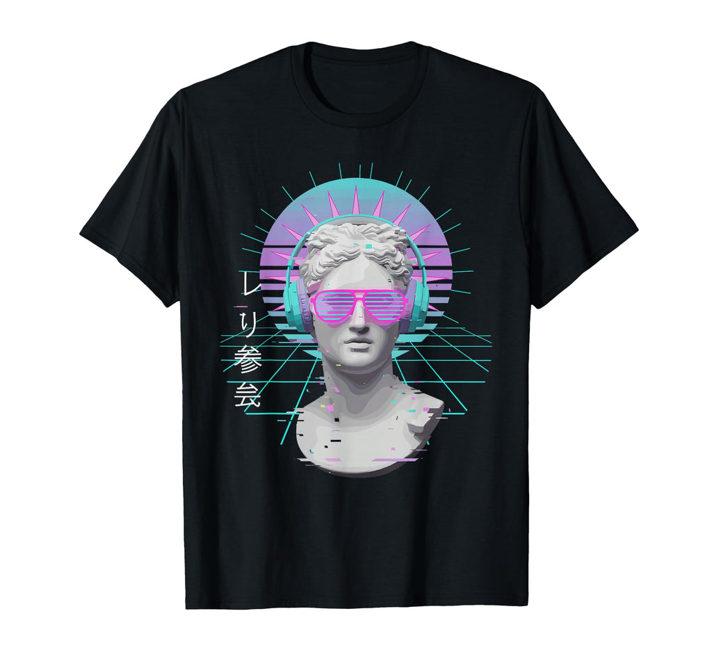 Vaporwave Fan Headphone Statue Glitch T-Shirt - Trendy Graphic Unisex - T-Shirt, Sweatshirt, Hoodie