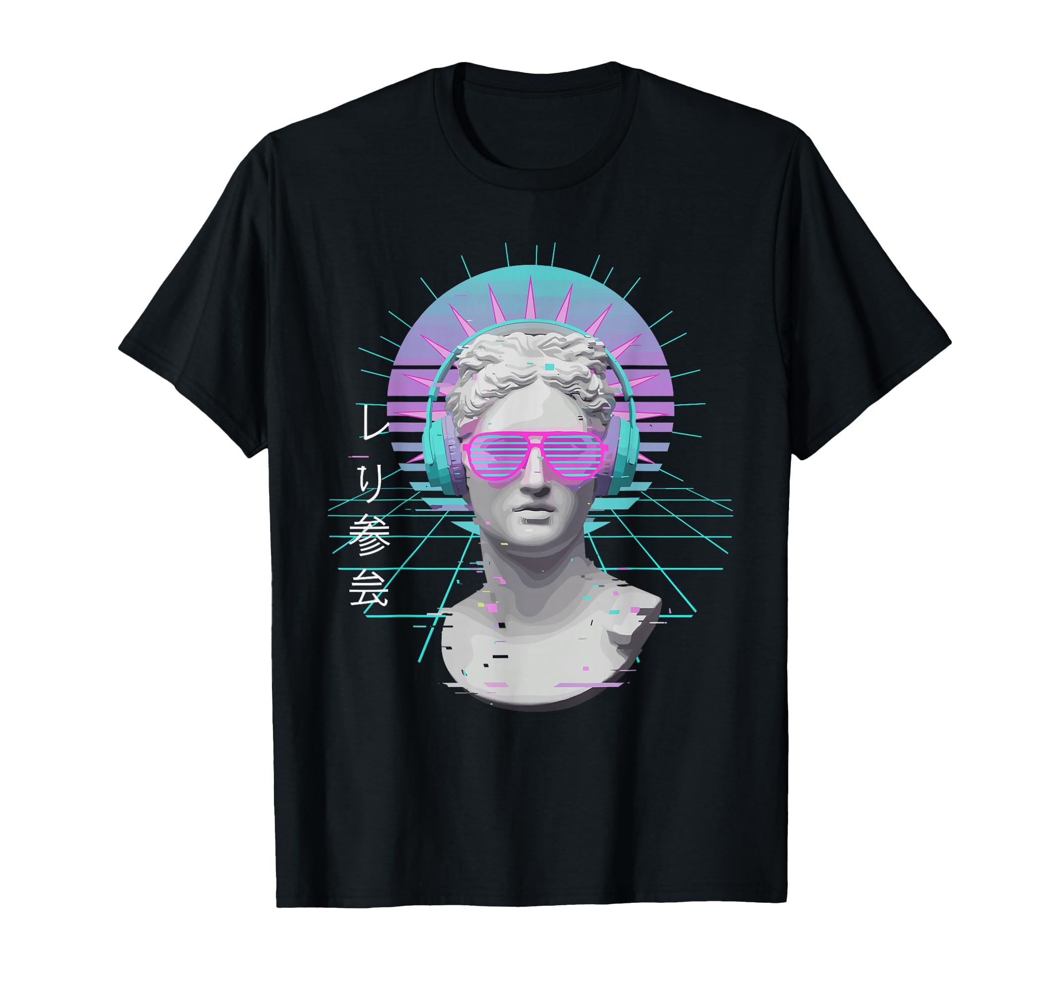 Vaporwave Fan Headphone Statue Glitch T-Shirt - Trendy Graphic Unisex - T-Shirt, Sweatshirt, Hoodie