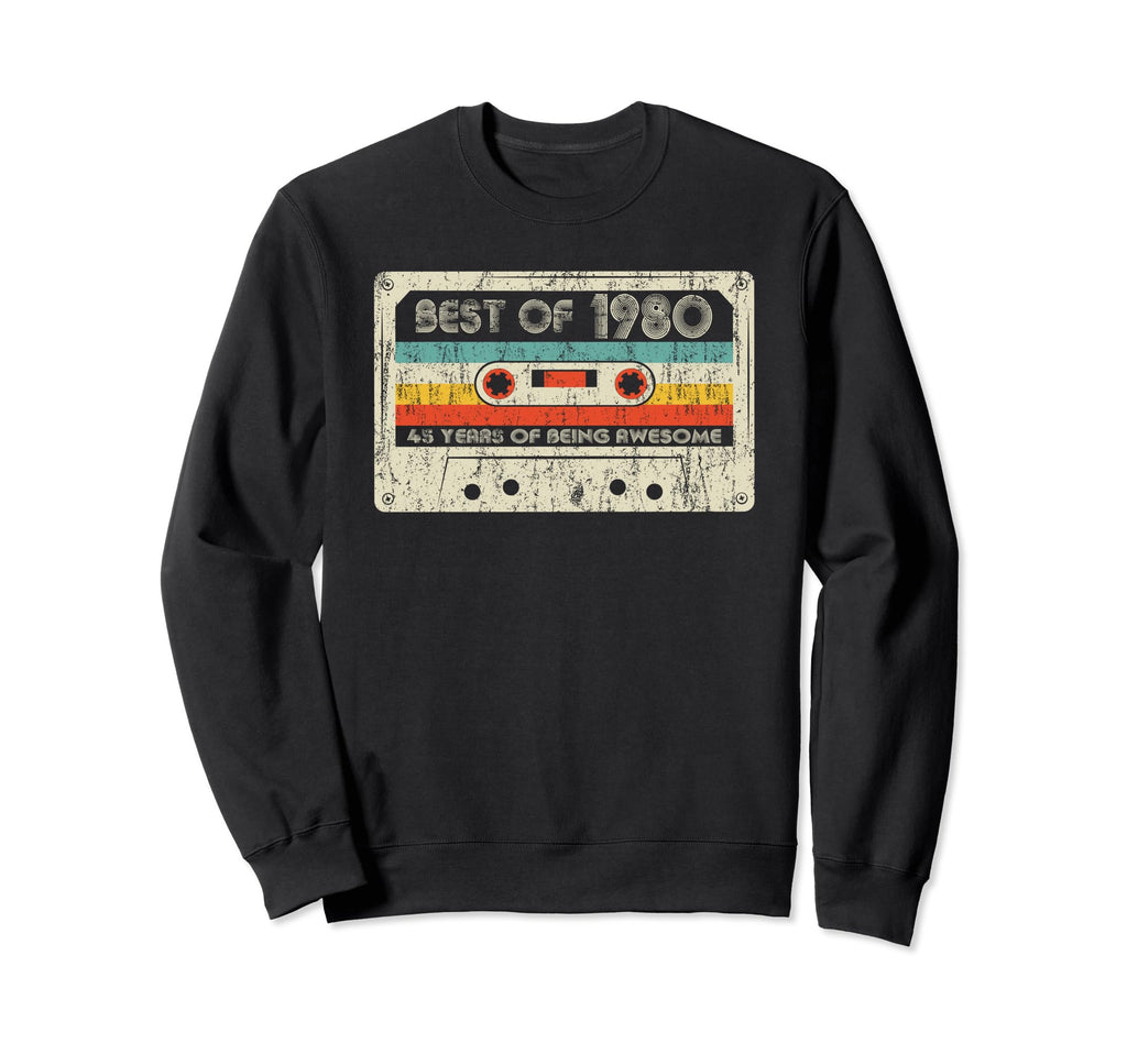 Best 1980 1980 Birthday Cassette Sweatshirt - Unique Graphic for Adults - T-Shirt, Sweatshirt, Hoodie