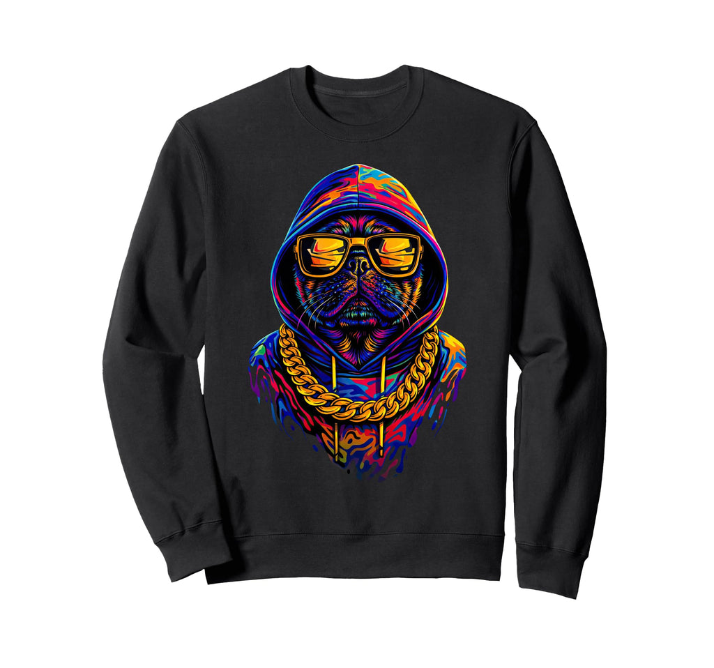 Hip Hop Dog Pug Old School 80S 90S Sweatshirt - Unique Graphic Men Women - T-Shirt, Sweatshirt, Hoodie