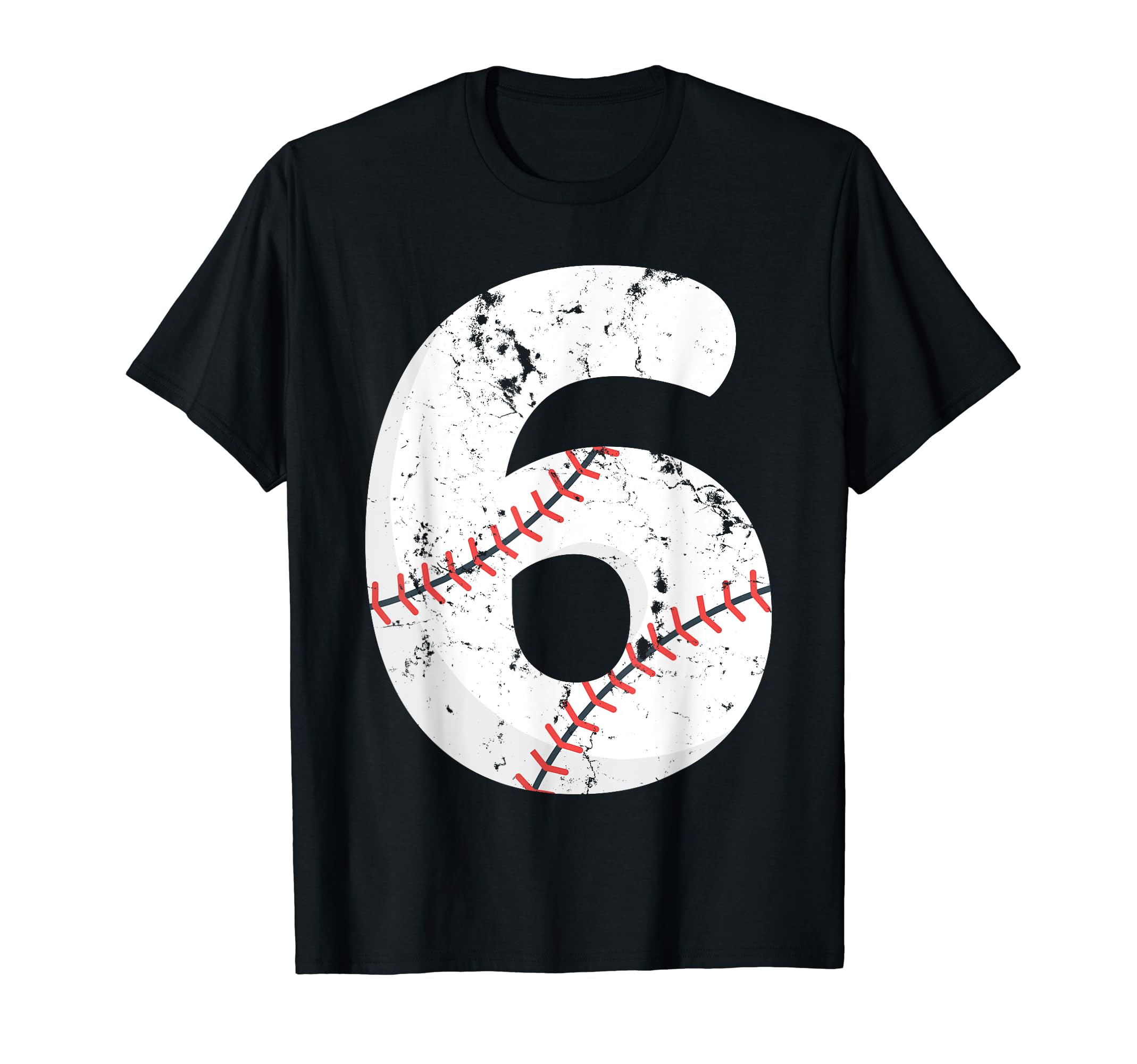 Number 6 Baseball Distressed Team T-Shirt - Unique Graphic for Adults - T-Shirt, Sweatshirt, Hoodie