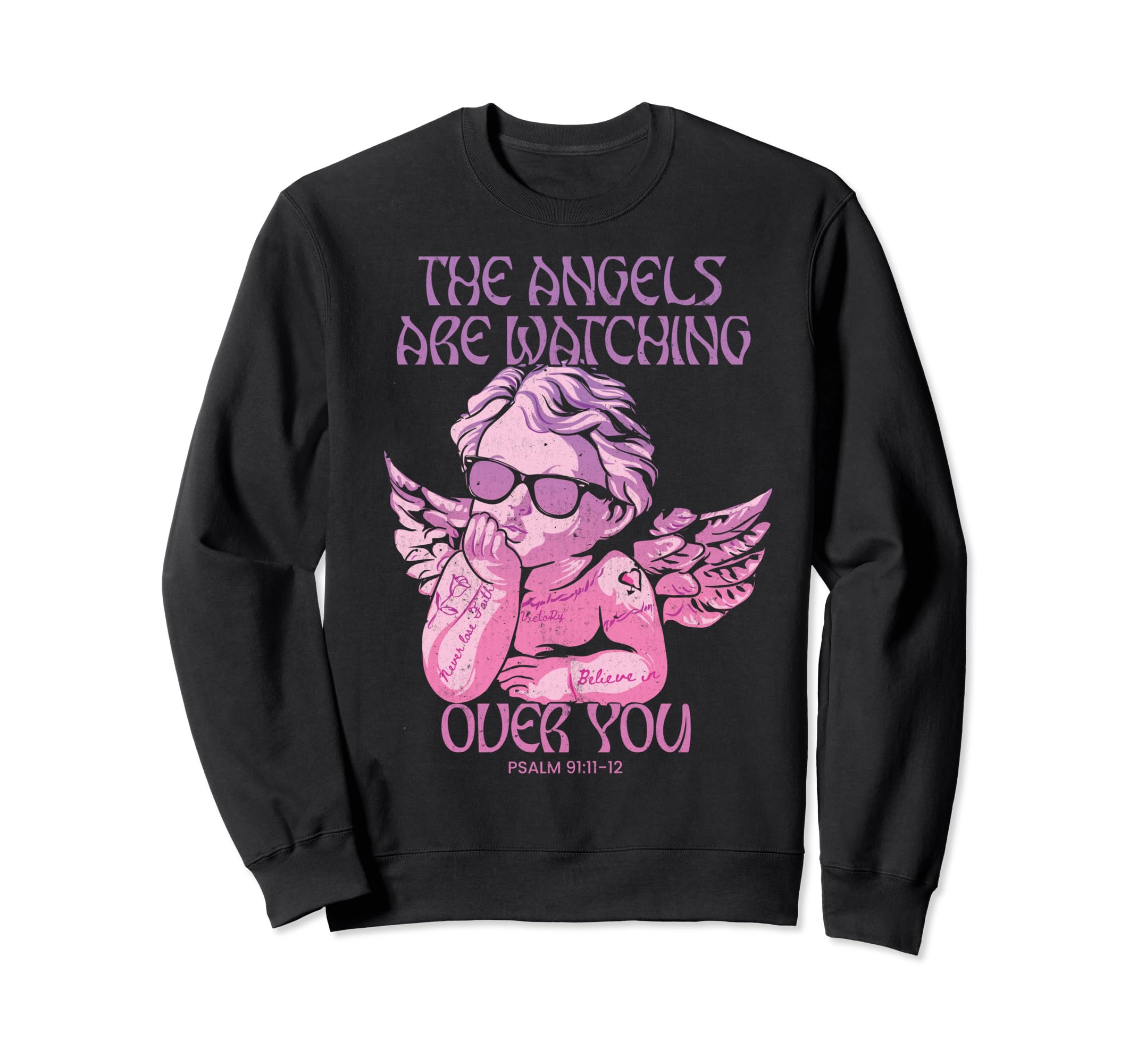 Angel Bible Verse Trendy Christian Y2K Sweatshirt - Unique Graphic Unisex - T-Shirt, Sweatshirt, Hoodie
