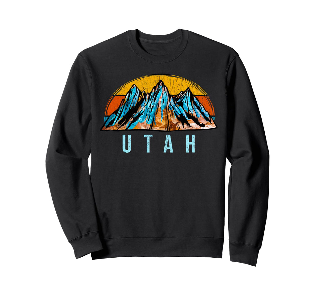 Utah Mountains Distressed Sweatshirt - Custom Art Print Men Women - T-Shirt, Sweatshirt, Hoodie