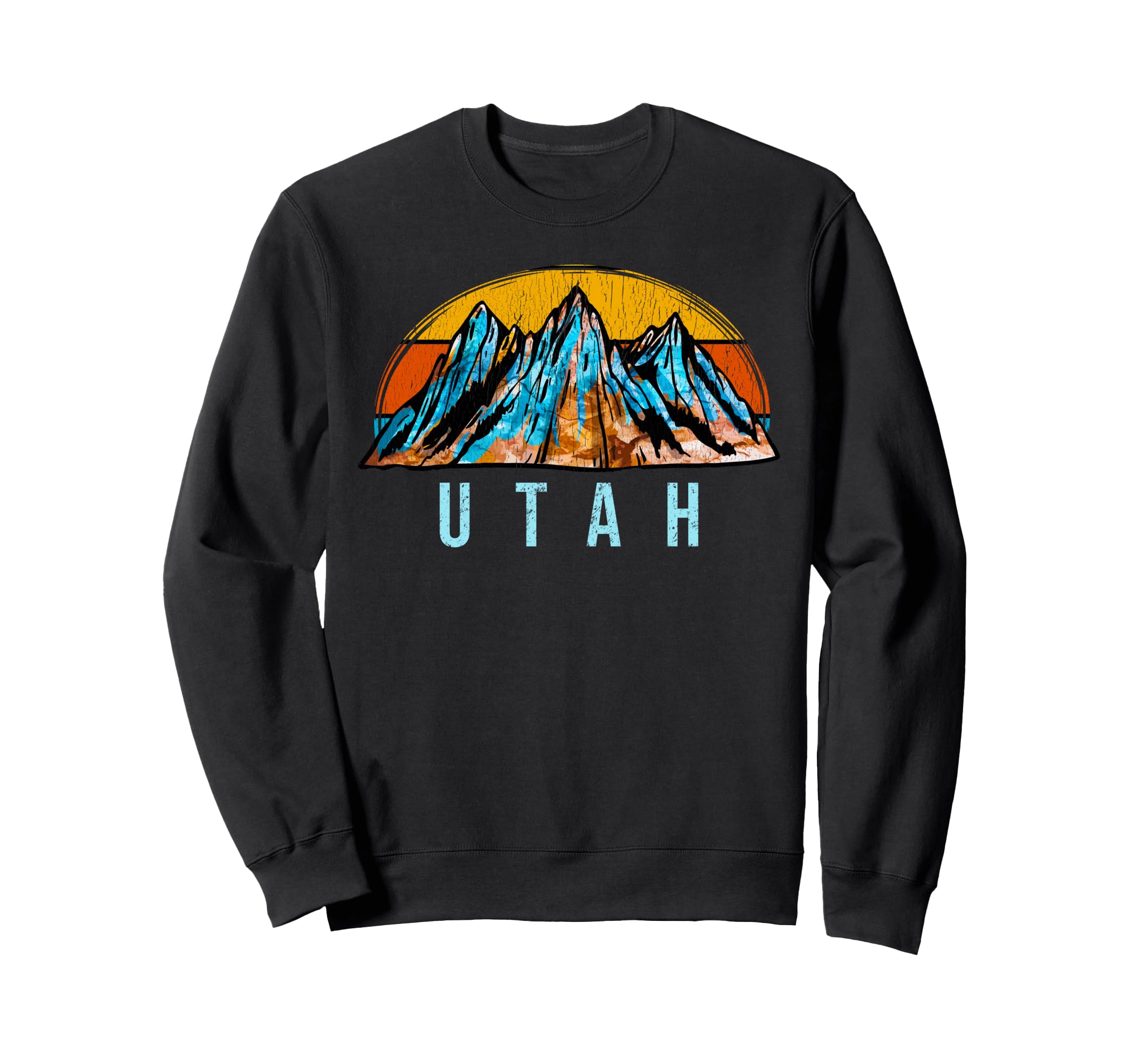 Utah Mountains Distressed Sweatshirt - Custom Art Print Men Women - T-Shirt, Sweatshirt, Hoodie