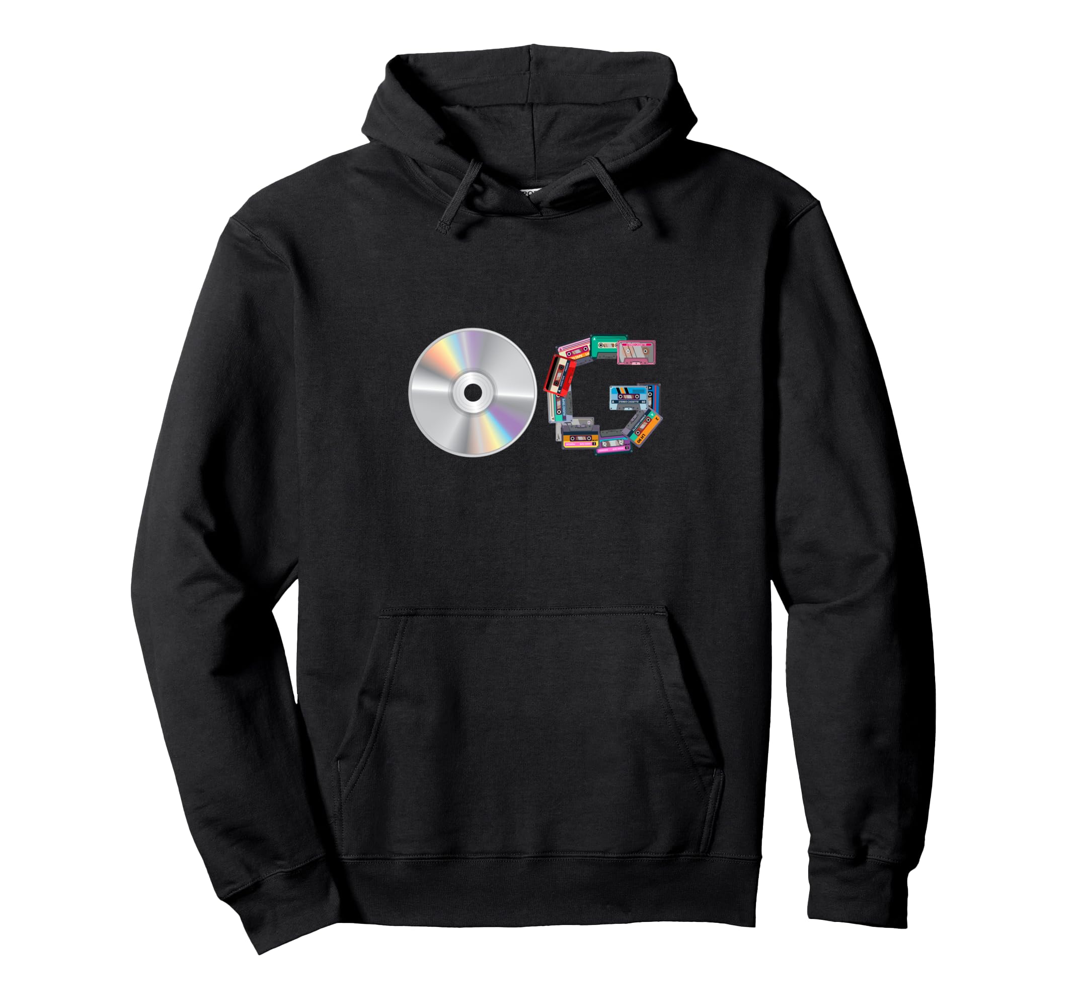 Old School Og Hip Hop Head Vinyl Cds Hoodie - Fun Novelty Design Unisex - T-Shirt, Sweatshirt, Hoodie