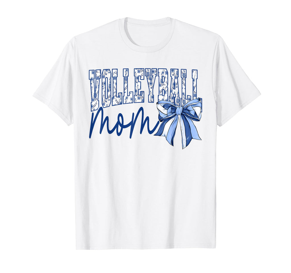 Groovy Volleyball Mom Coquette Bow T-Shirt - Novelty Apparel for Adults - T-Shirt, Sweatshirt, Hoodie