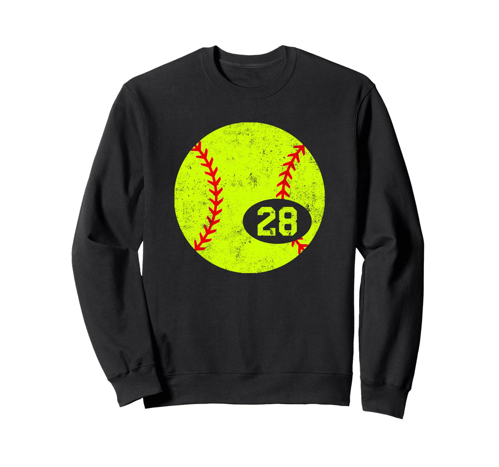 Softball Sport 28 Jersey Number Sweatshirt - Novelty Apparel Unisex - T-Shirt, Sweatshirt, Hoodie