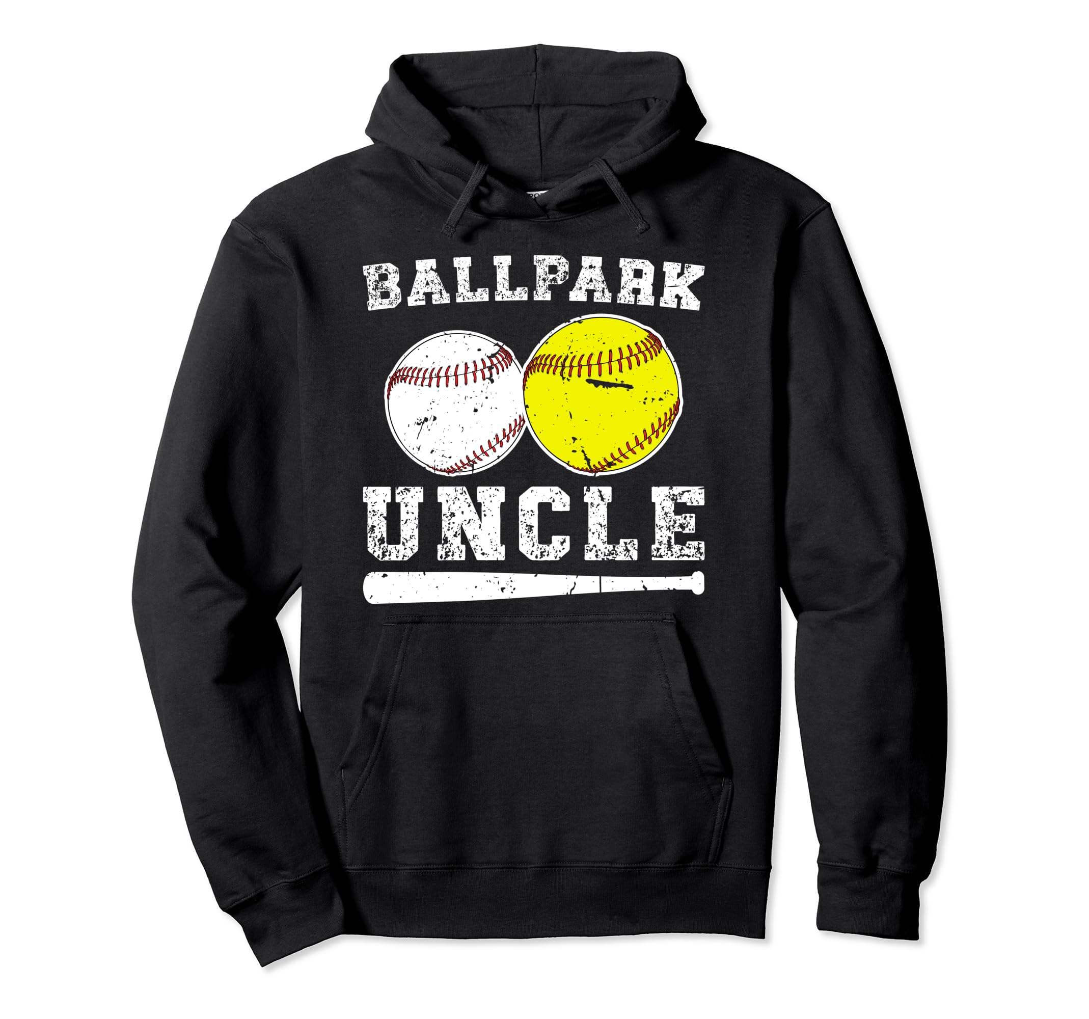 Ballpark Uncle Softball Baseball Uncle Hoodie - Graphic Print for Adults - T-Shirt, Sweatshirt, Hoodie